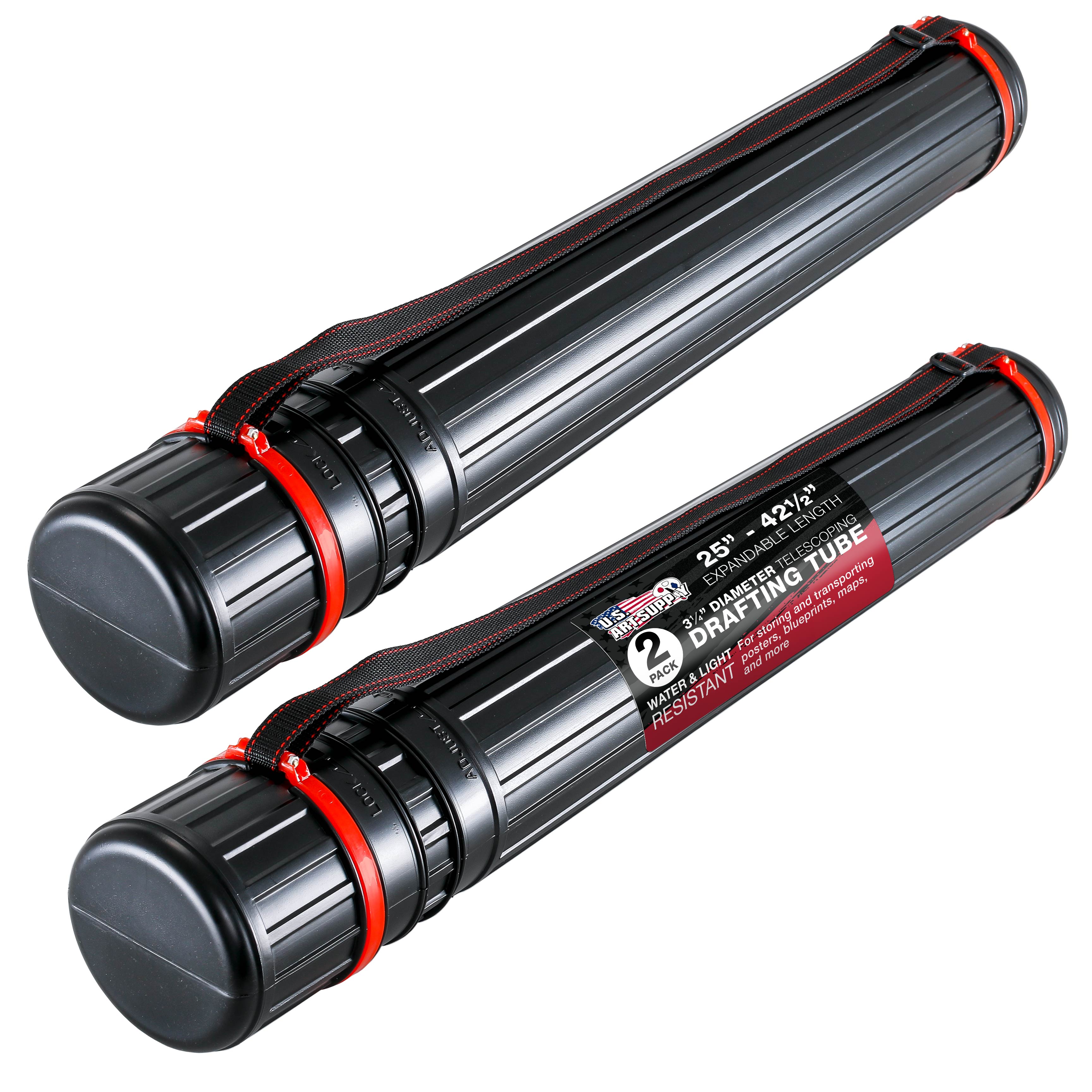 Premium Black Telescoping Drafting Tube (Pack of 2) - 3 1/4