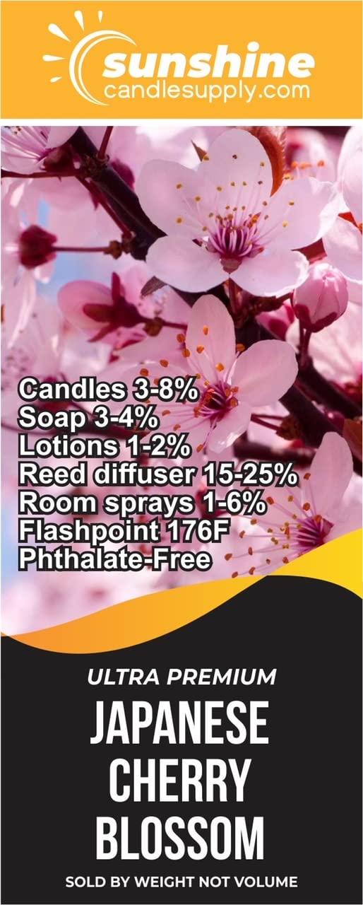 Ultra Premium Japanese Cherry Blossom Fragrance Oil (Woodsy Scent) - Half Gallon for Candle Making, Soap Crafting & DIY Home Scents | Sunshine Candle Supply