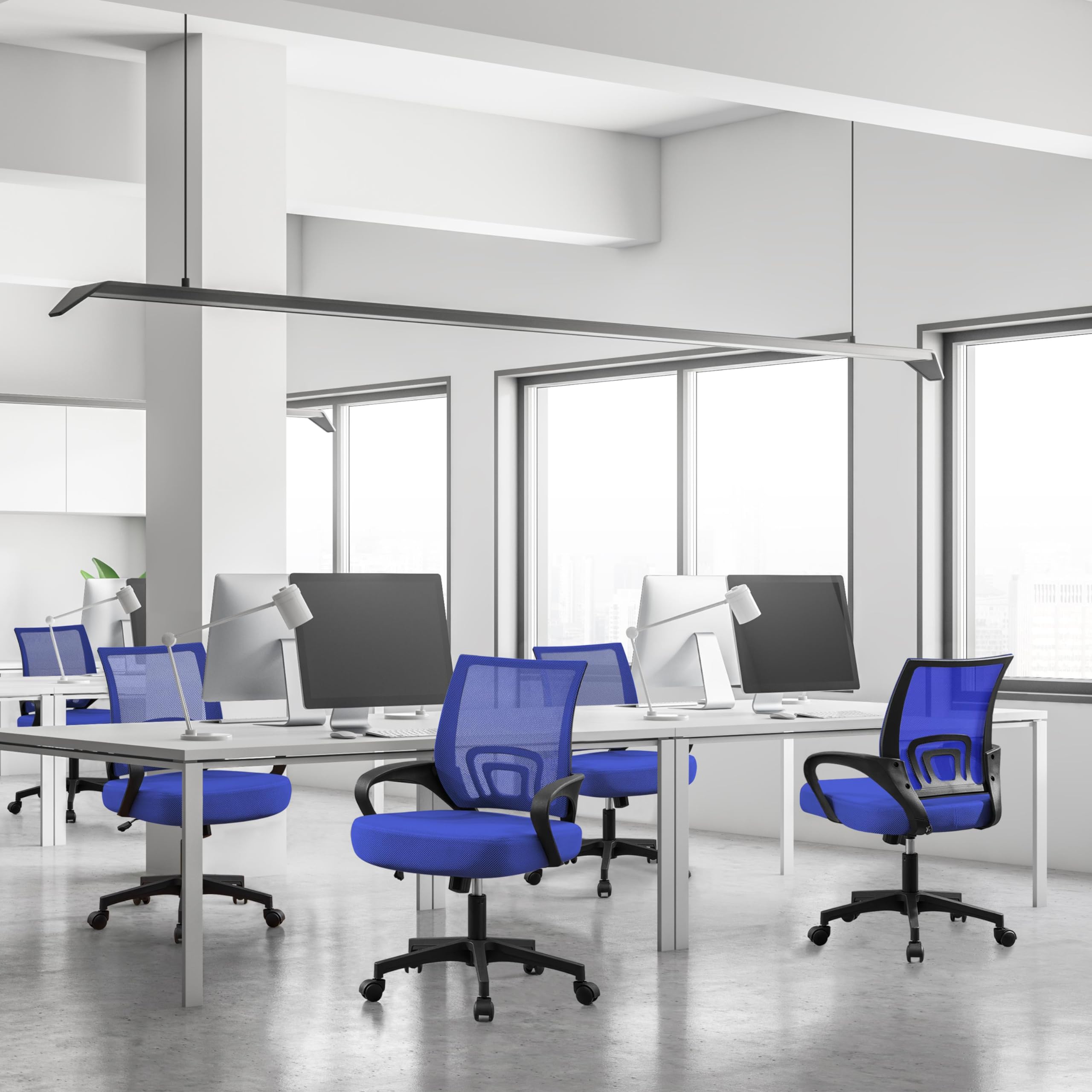 Topeakmart 2-Pack Ergonomic Office Chair with Mesh Back & Arms - Adjustable Executive Desk Chair for Back Pain Relief - Perfect for Home Office, Gaming & Workspace (Blue)