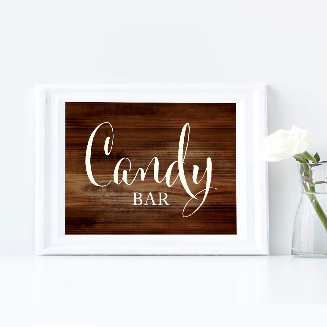 Rustic Wood Wedding Party Signs - 8.5x11 Inch Candy Bar & Dessert Table Sign for Reception - 1 Pack - Perfect for Wedding Decor, Bridal Shower & Candy Buffet Display