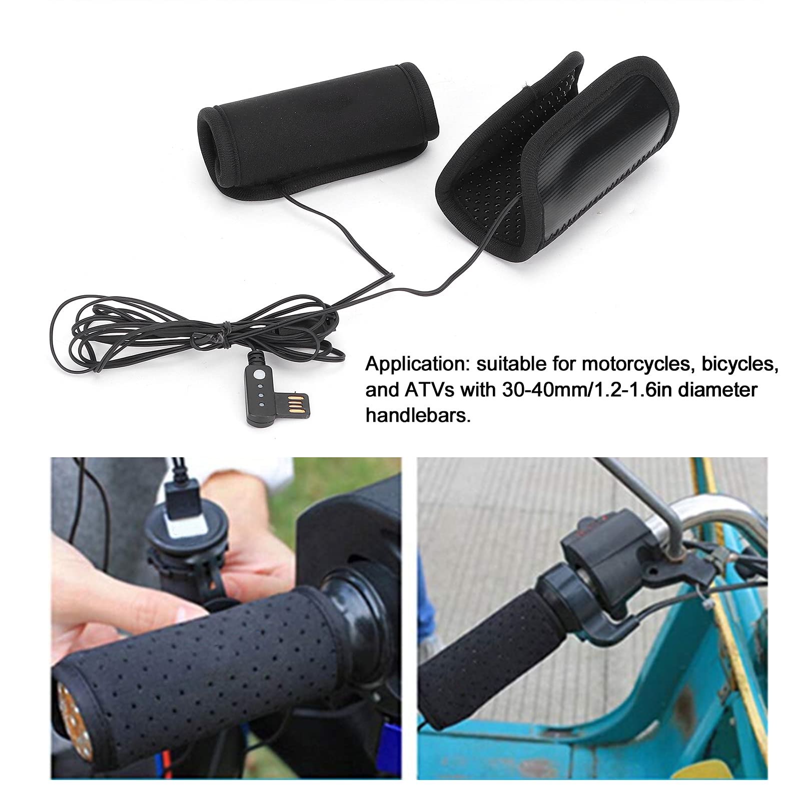 Motorcycle Heated Grip 22-32mm 5V USB 3 Gears - for Motorcycles & ATVs in Winter