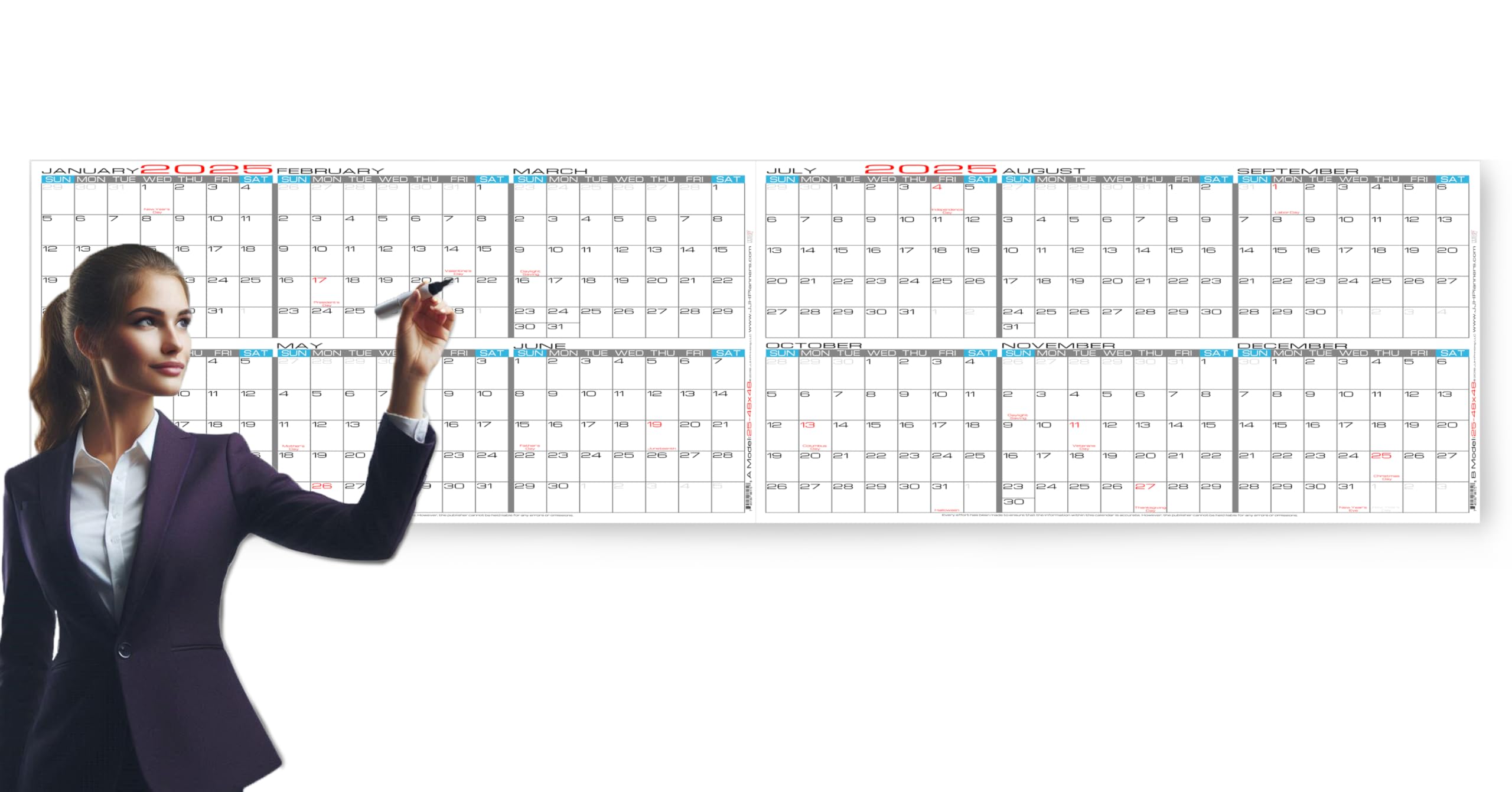 JJH Planners 2025 Jumbo Wall Calendar 48