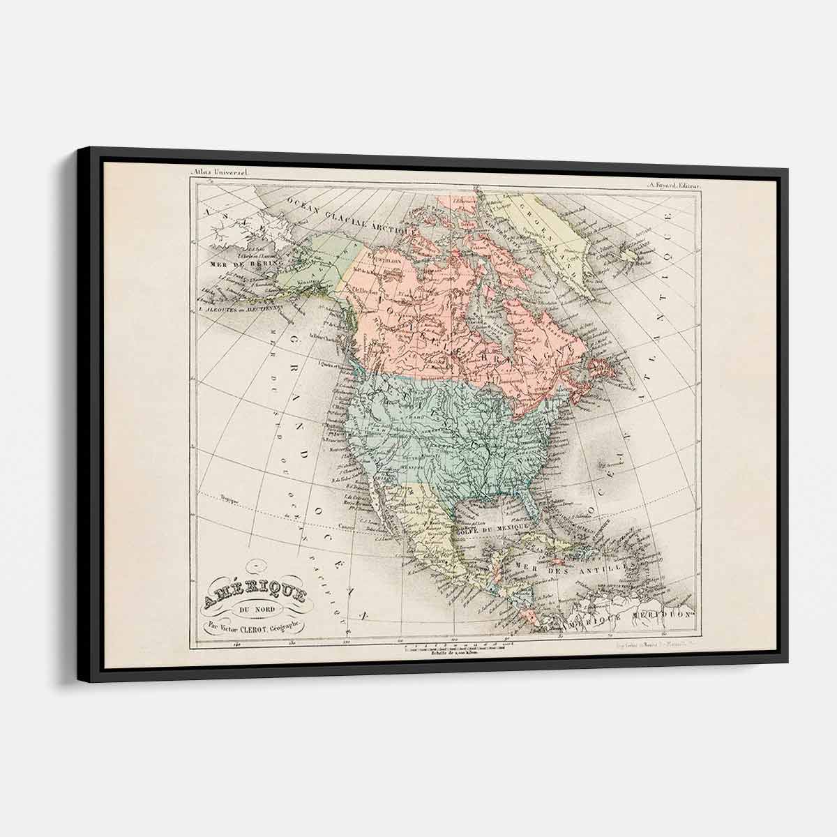 Pink North America Map Wall Art Canvas Print 8218 - Modern Home Decor for Living Room, Bedroom & Office