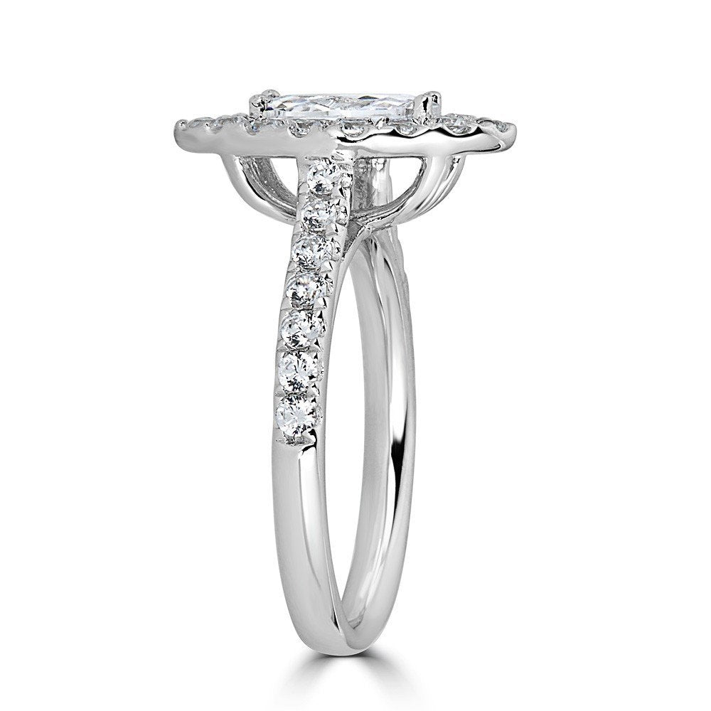 18KT Gold 1.75 CTW Marquise Halo Diamond Ring for Women - Elegant Engagement & Wedding Jewelry Gift for Her