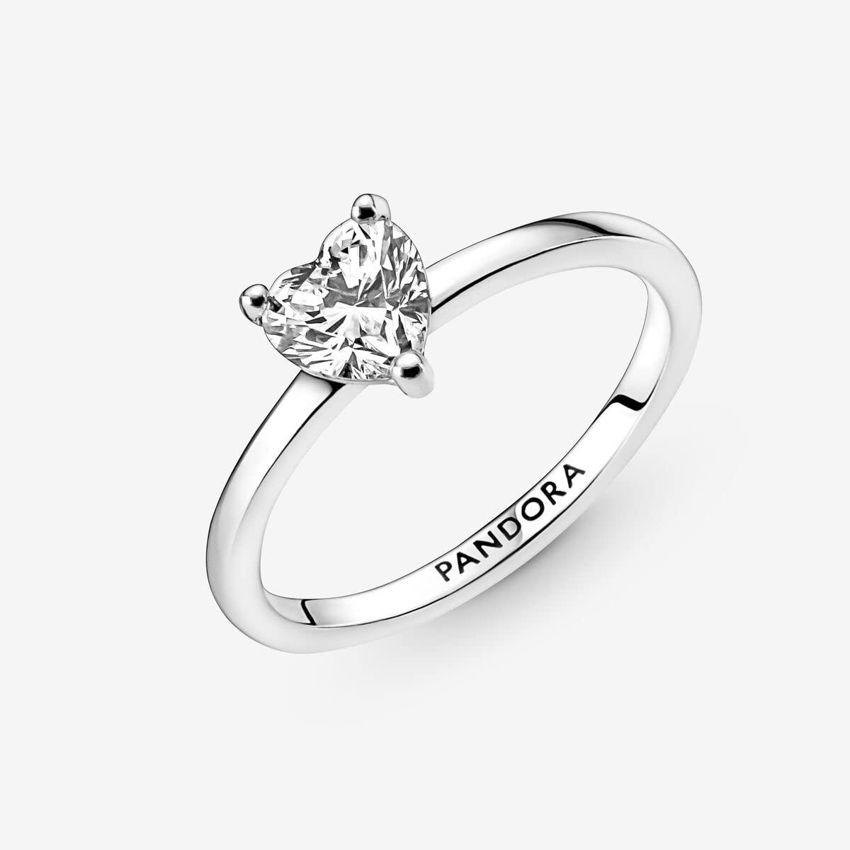 PANDORA Sparkling Heart Solitaire Ring for Women - Sterling Silver & Cubic Zirconia Promise Ring - Elegant Layering Stackable Ring - Perfect Gift for Anniversary, Valentine's Day or Birthday - Comes with Gift Box - Ideal for Romantic Occasions, Date Nights and Special Celebrations