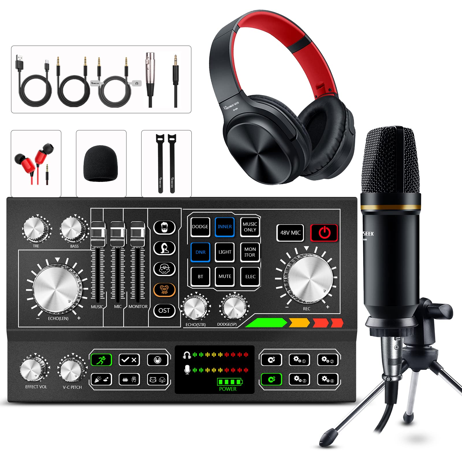Professional Podcast Equipment Bundle - 2 Studio Condenser Microphones & Headphones for Streaming, Recording, YouTube, Twitch (Home Studio Setup)