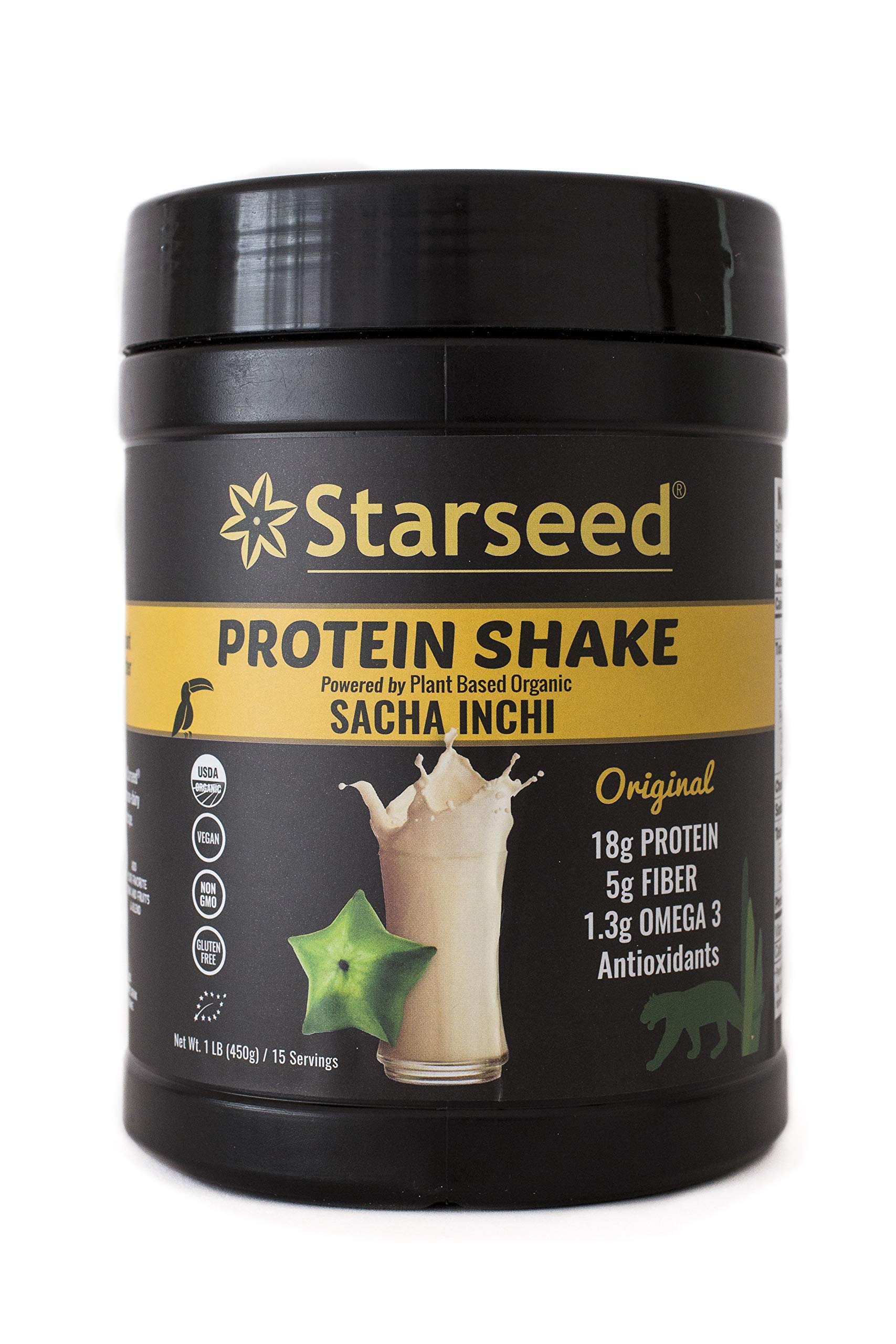 Organic Plant-Based Protein Powder with Antioxidants, Fiber & Omega-3s | Starseed Protein Shake | Vegan Meal Replacement | 1lb (15 Servings) | Perfect for Post-Workout Recovery & Healthy Breakfast Smoothies