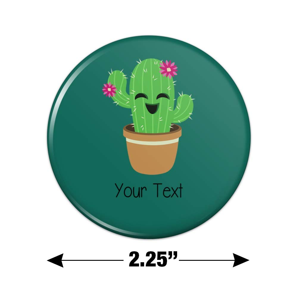 Custom Cute Cactus in Pot - Personalized 1 Line Kitchen Fridge Magnet - Perfect for Refrigerator, Locker & Office Decor