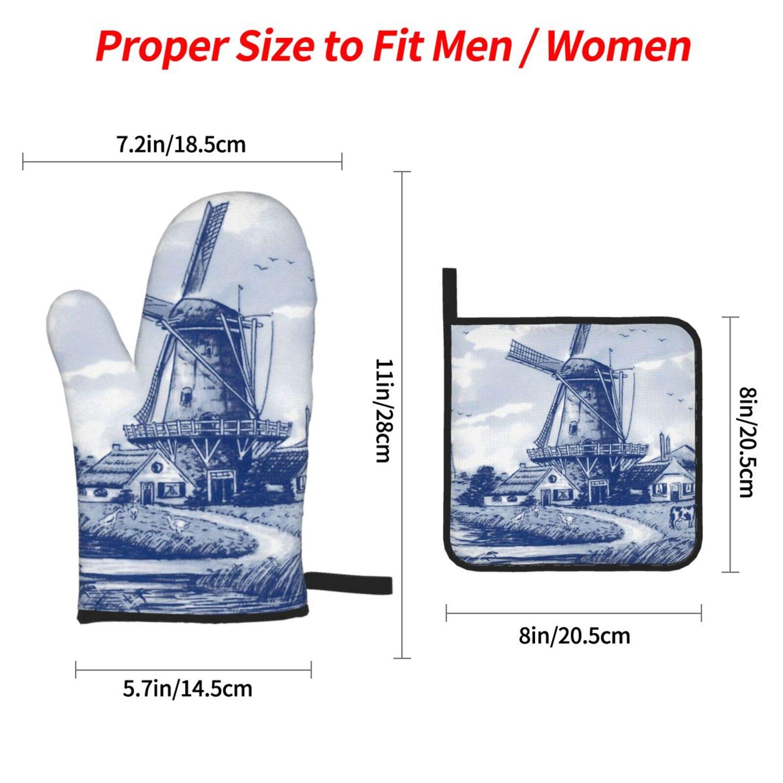 4pcs Heat Resistant Oven Mitts and Pot Holders Set - 500°F Kitchen Gloves for Cooking, Baking, Grilling - Non-Slip BBQ Accessories for Safe Handling Hot Pans & Dishes (Perfect for Home Kitchen, Outdoor BBQ & Camping)