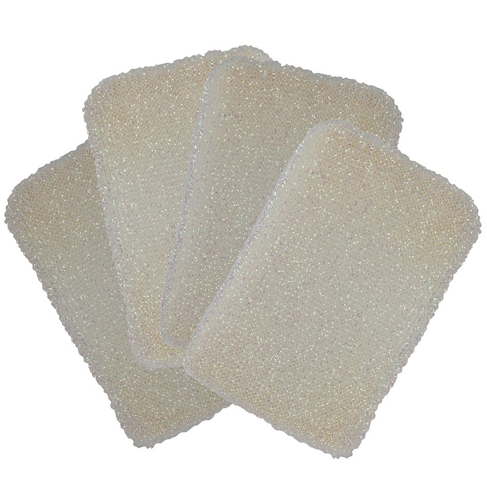 Premium Stainless Steel Scrub Sponges for Kitchen Cleaning - Dual-Sided Heavy Duty Scouring Pads (4-Pack, White) - Perfect for Pots, Pans, Stovetops & Tough Stain Removal
