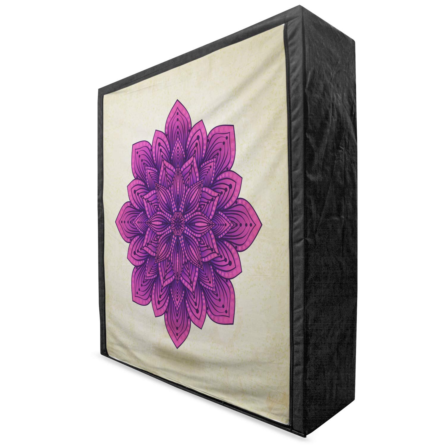 Ambesonne Lotus Portable Fabric Wardrobe - Geometric Mandala Print Clothing Organizer with Shelves, 59