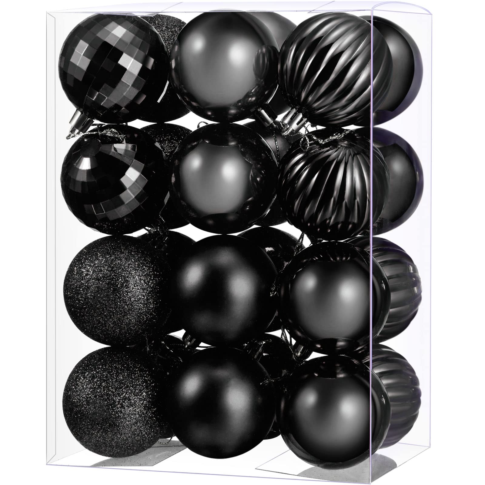 24pcs Christmas Ball Ornaments - 6 Styles Tree Decorations for Holiday & Wedding Parties