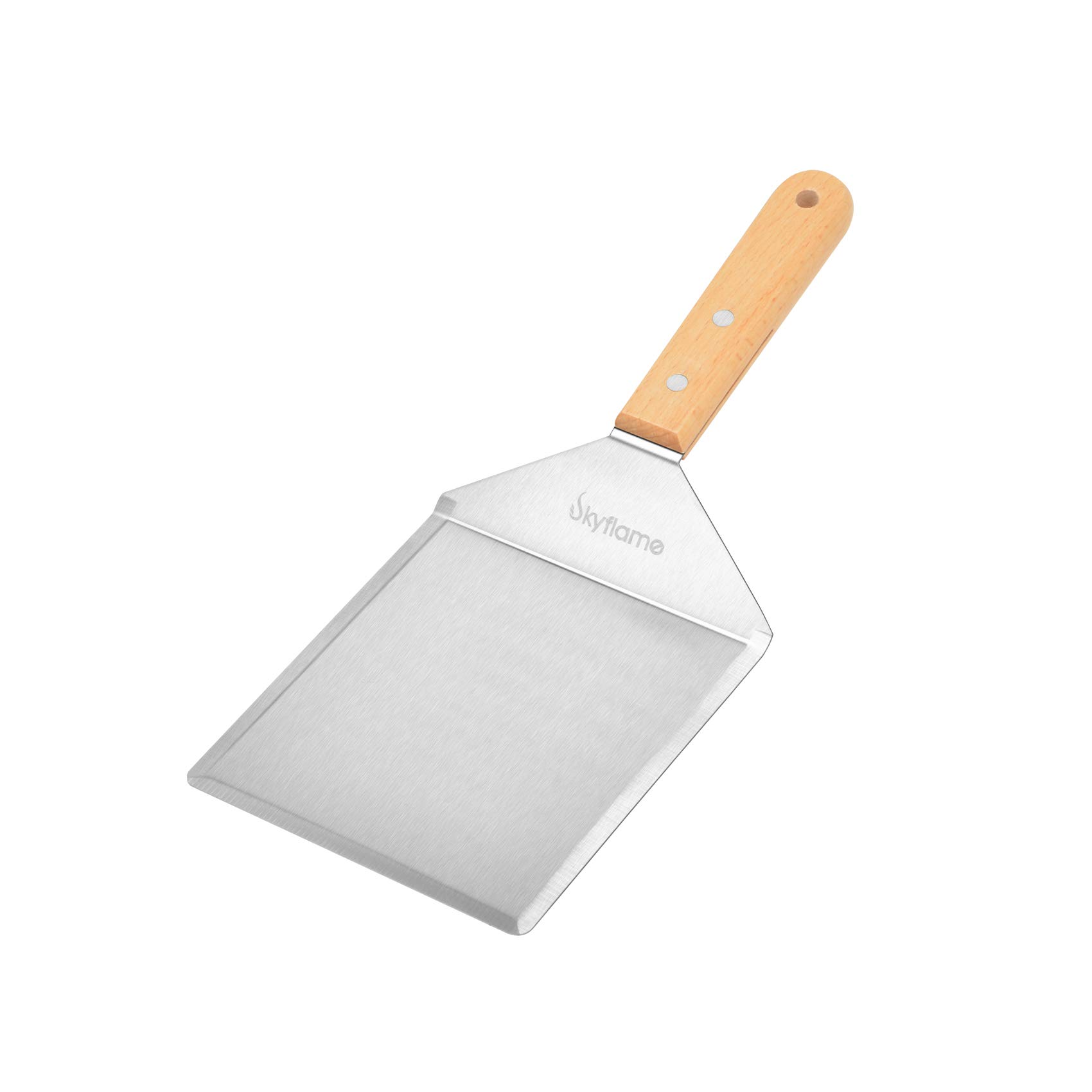 Skyflame 6x5 Inch Stainless Steel Griddle Spatula - Professional Hamburger Turner with Sharp Cutting Edge, Perfect for Pancakes, BBQ Grill, Flat Top Griddle & Kitchen Cooking Accessories | Ideal for Home Chefs & Outdoor Grilling Enthusiasts