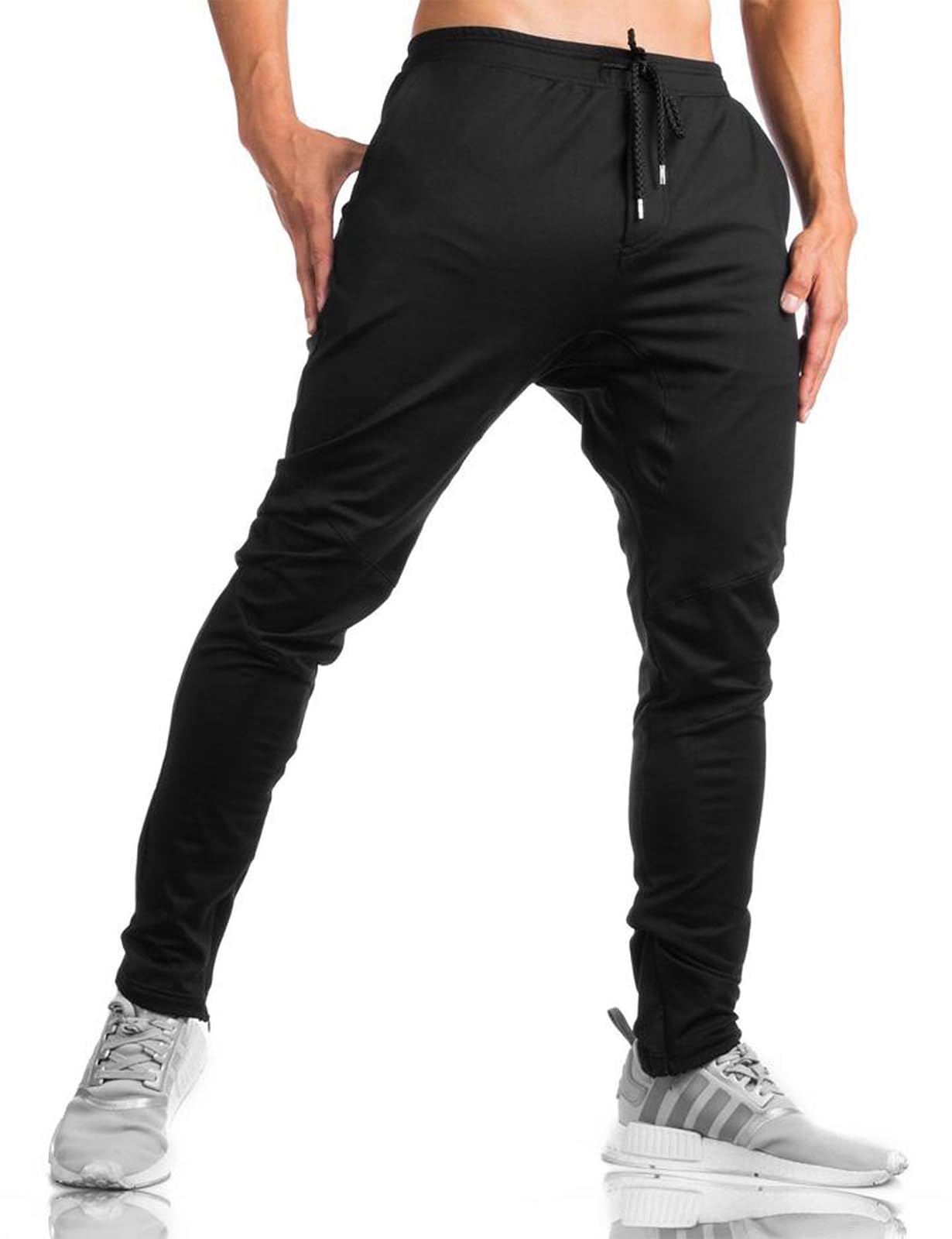 TBMPOY Men's Slim Fit Tapered Joggers Sweatpants with Ankle Zipper - Athletic Running Track Workout Pants with 4 Pockets - Perfect for Gym, Yoga, Travel & Casual Wear