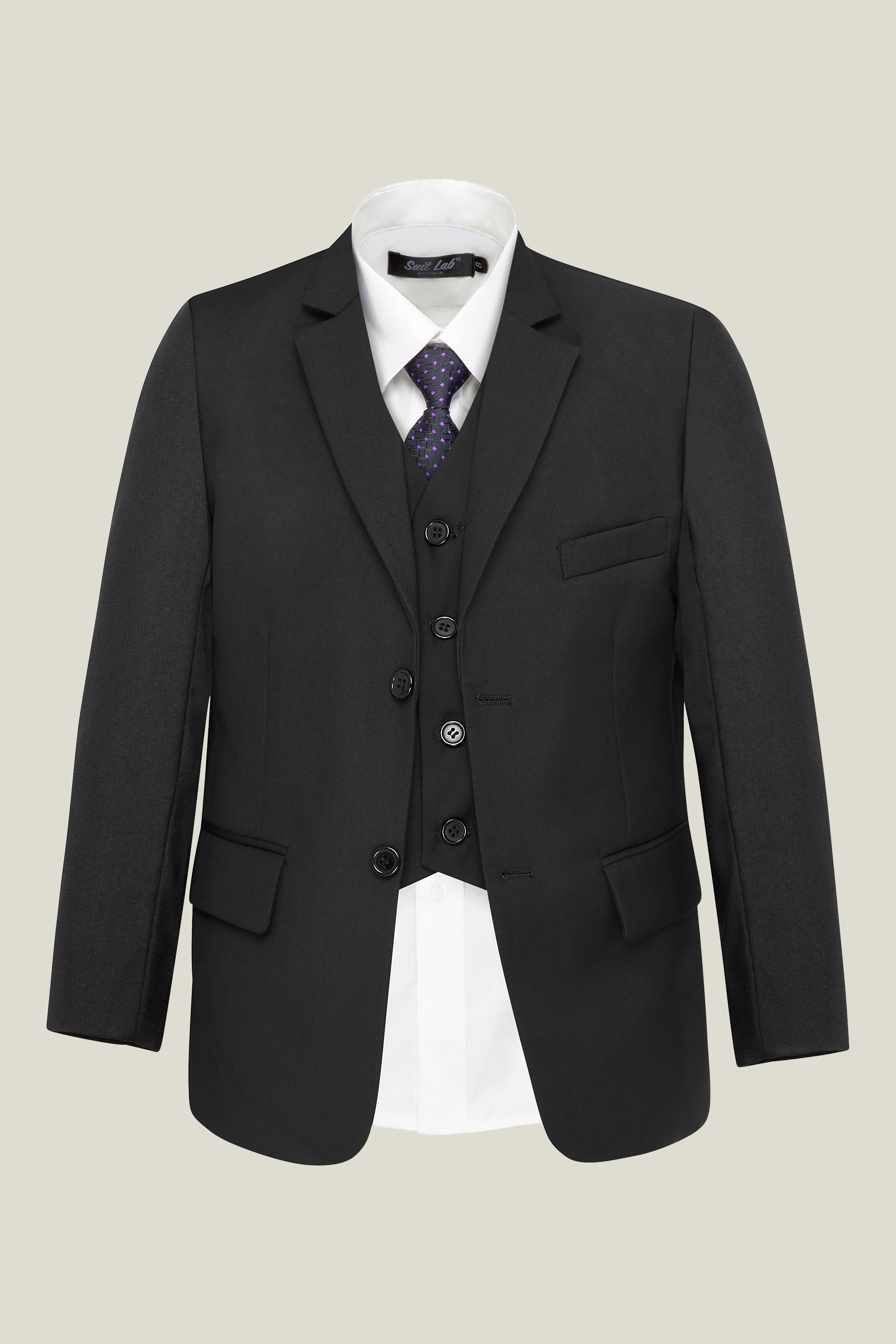 Stylish Matte Black Suit for Boys - Formal Wear for Weddings, School Events & Special Occasions