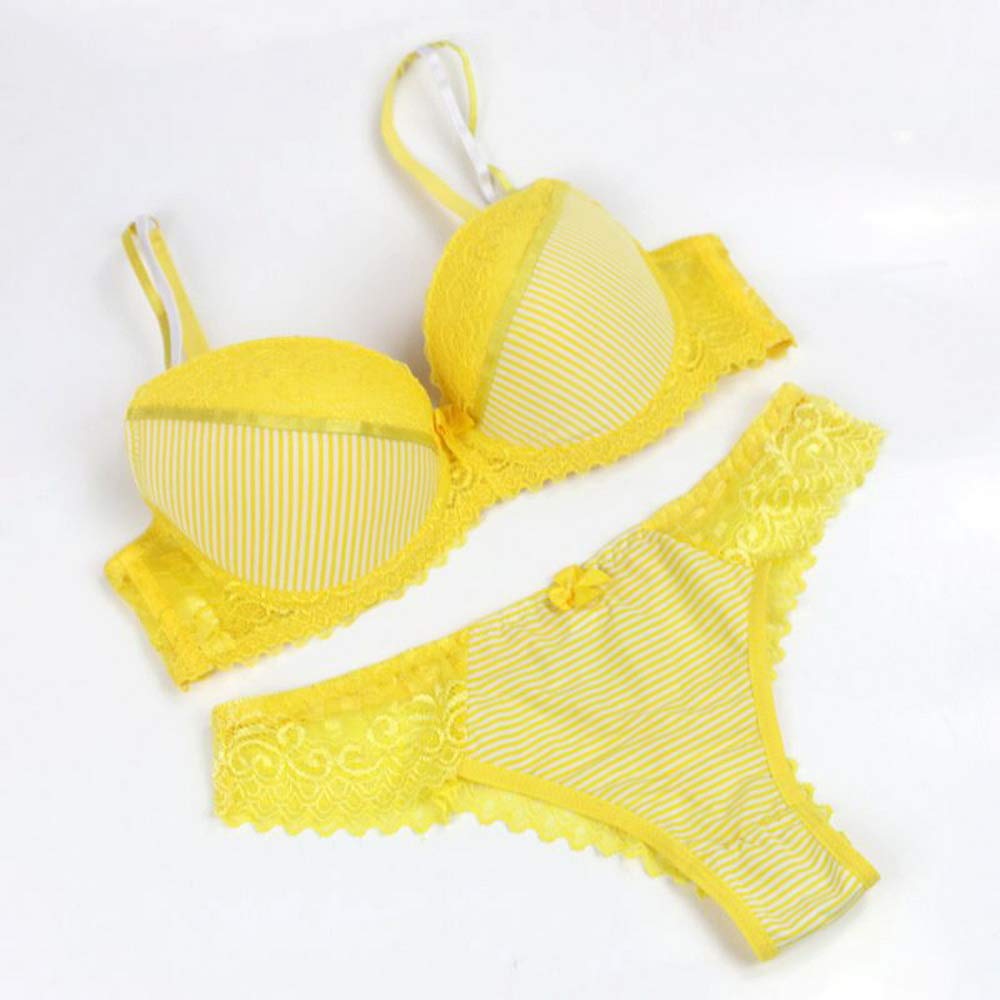 Swbreety Women's Lace Bra and Panty Set - Striped Lingerie with Bowknot & Underwire - Sexy Comfort for Everyday Wear, Date Night, and Special Occasions