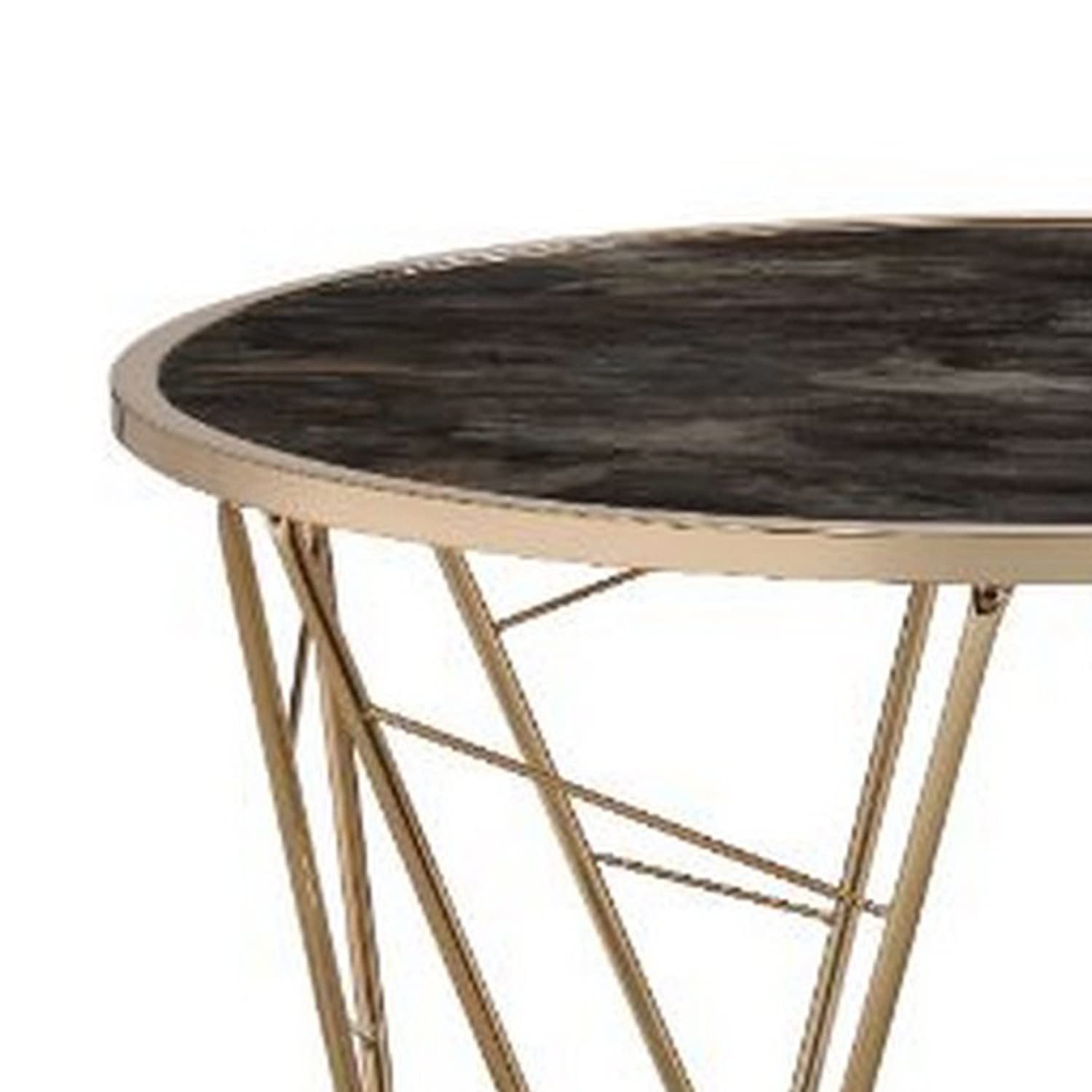 Benjara Modern Coffee Table with Tempered Glass Top & Geometric Metal Frame - Black & Gold Finish | Perfect for Living Room, Lounge & Office Decor