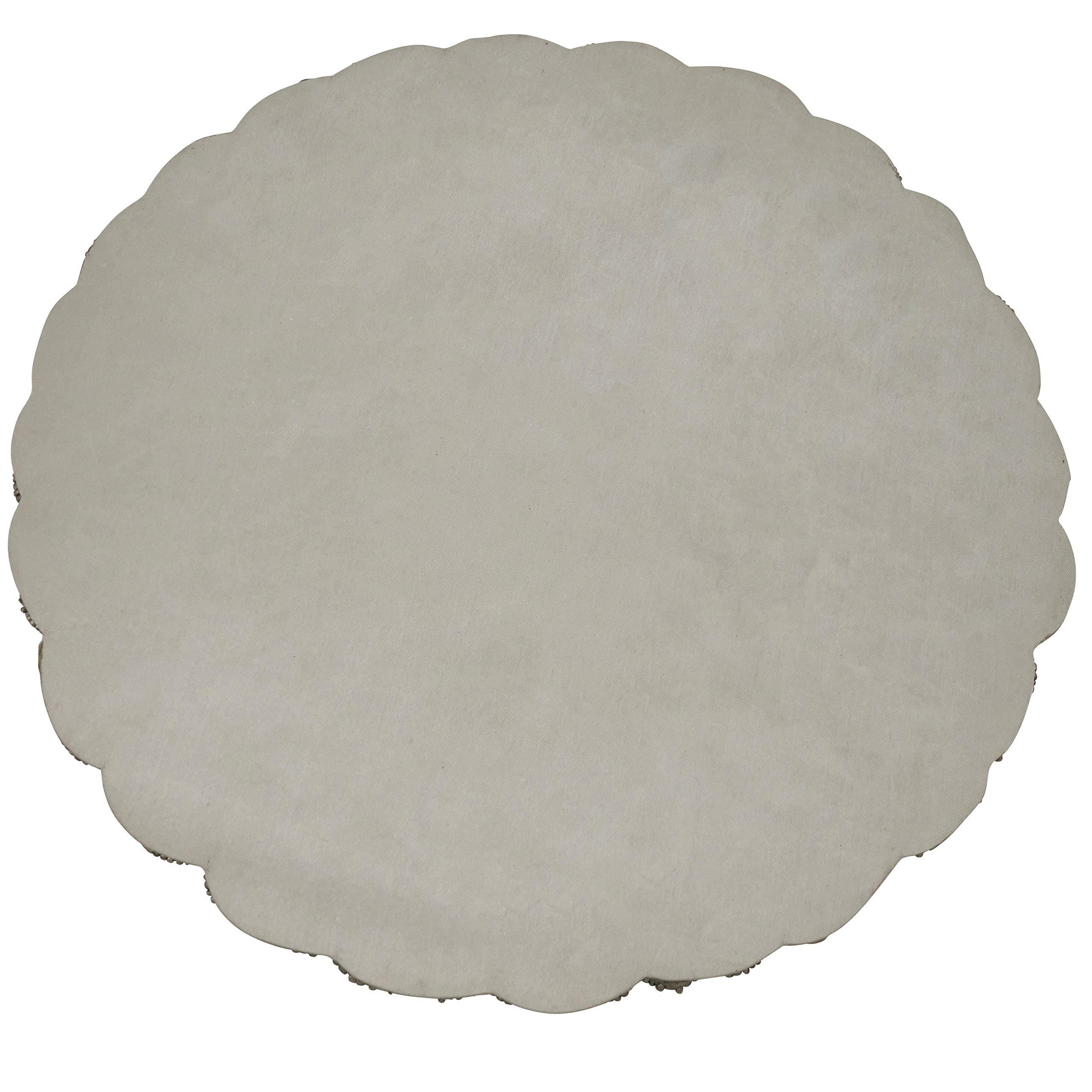 SARO LIFESTYLE Sophia Collection Floral Design Beaded Placemats Set of 4 - 14 Inch Silver Round Table Mats for Dining Table Decor, Wedding, Party & Home Decor