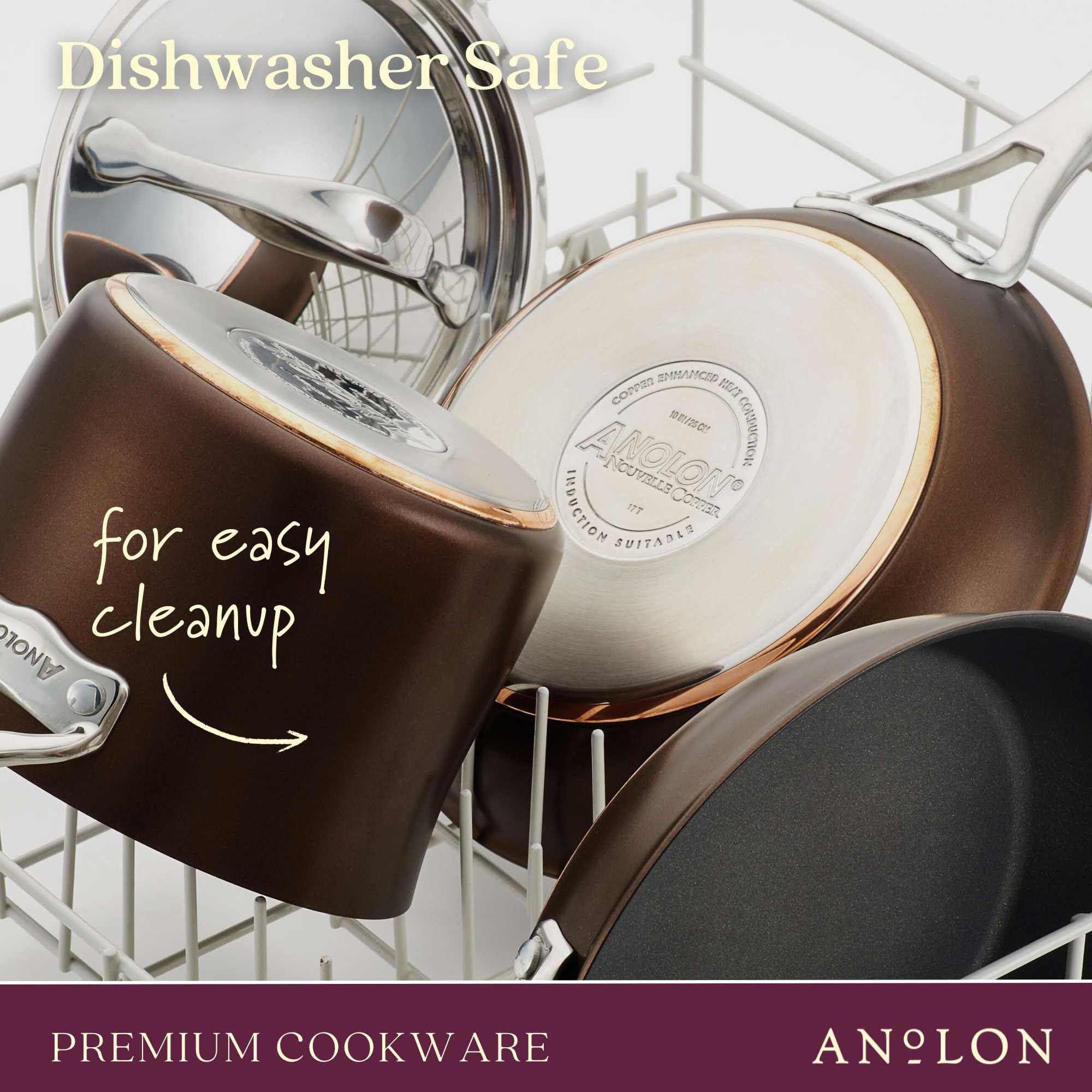 Anolon Nouvelle Copper Hard Anodized Nonstick Cookware Set - 8.5 & 10 Inch Frying Pans, Skillets for Sauteing, Frying & Everyday Cooking | Durable Brown Coating | Perfect for Home Chefs