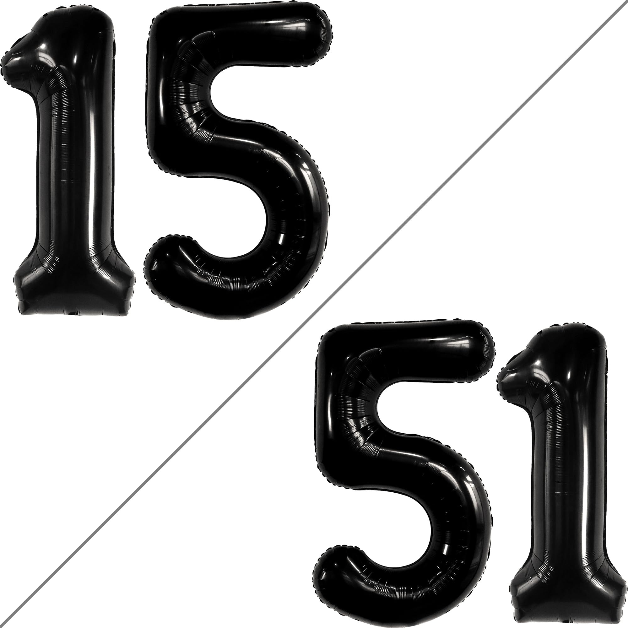 KatchOn Giant Black 15 Balloons - 40 Inch Large Number Balloons for 15th Birthday Party Decorations | Perfect for Boys Birthday, Sweet 16, Quinceañera & Anniversary Celebrations | Indoor & Outdoor Party Decor