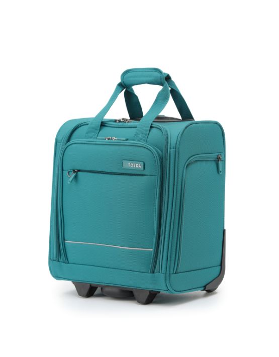 Tosca AIR5055 Underseat Trolley Carry-On Luggage - Lightweight Teal Cabin Bag for Air Travel, Perfect for Weekend Getaways & Business Trips