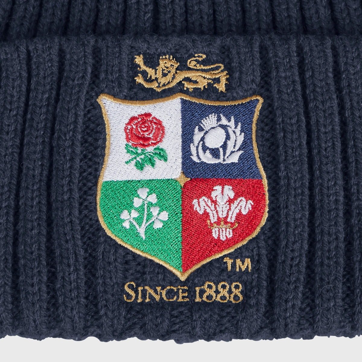 Canterbury British & Irish Lions Knitted Beanie Hat - Navy Blue Winter Wool Hat for Rugby Fans & Outdoor Activities
