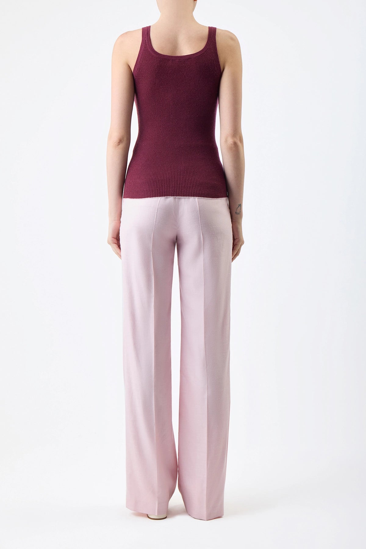 Vesta Pant - Blush Virgin Wool & Silk Linen Twill Women's Trousers for Office Wear & Business Casual Outfits