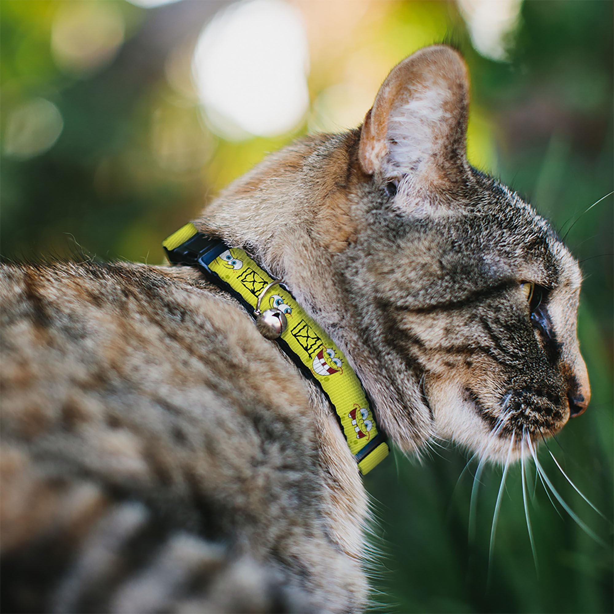 Breakaway Cat Collar with Spongebob Design - Adjustable 8-12 Inches, 0.5 Inch Wide - Safe & Stylish Pet Accessory for Indoor/Outdoor Cats