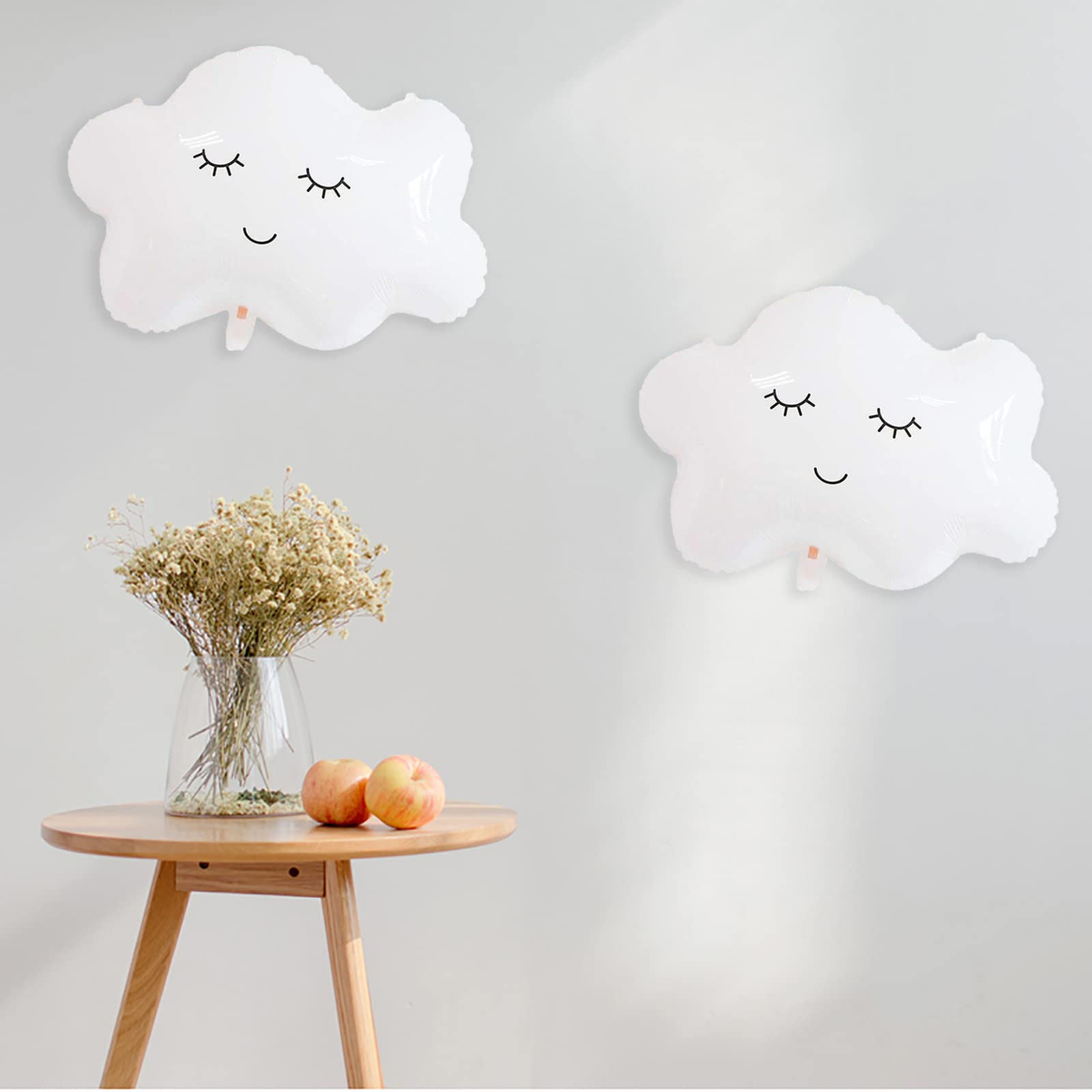 White Cloud Shaped Foil Balloons - 6pcs Smile Face Mylar Balloons for Wedding, Birthday & Christmas Party Decorations | Perfect for Baby Showers, Gender Reveals & Indoor/Outdoor Events