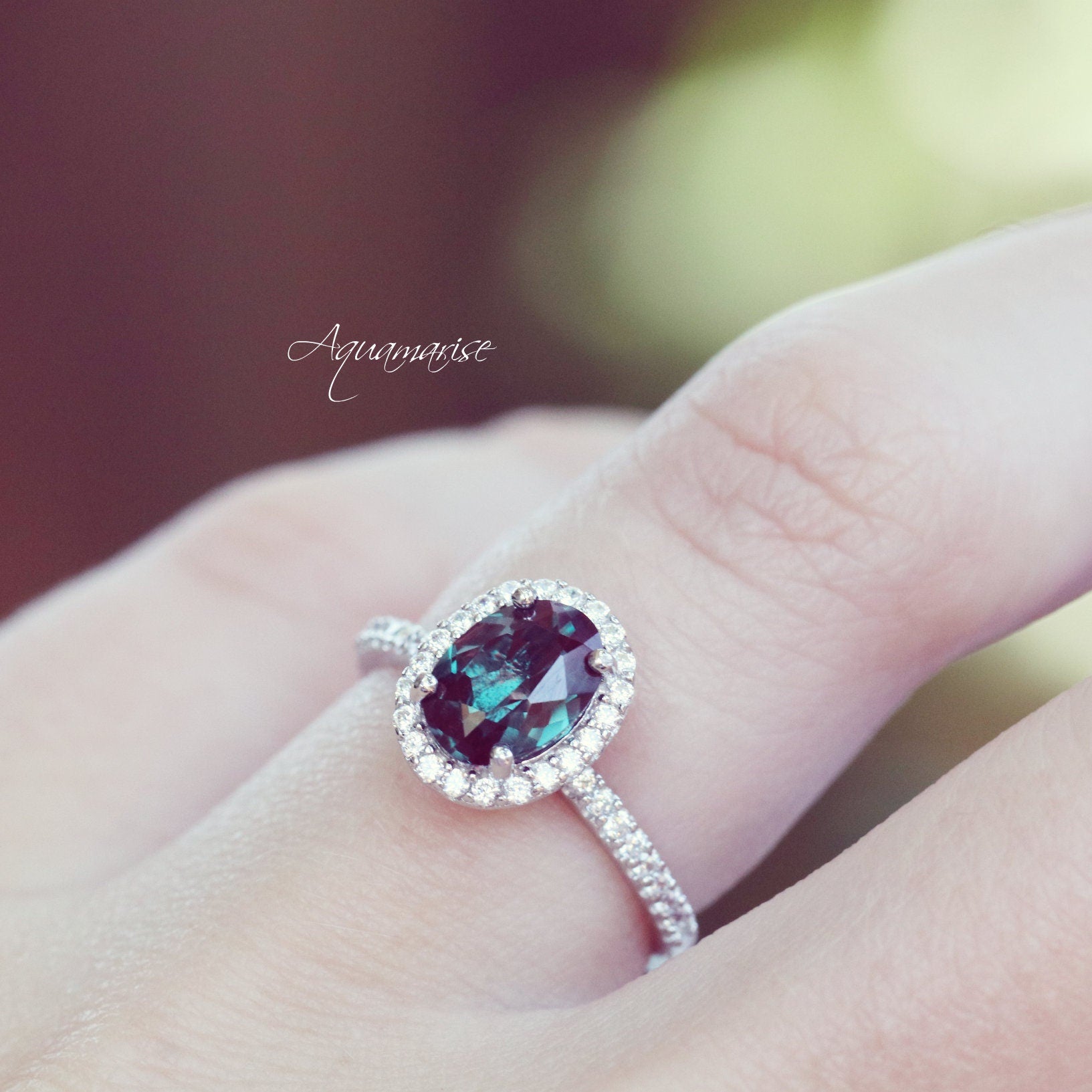 Lab Grown Alexandrite Ring Sterling Silver - Elegant Jewelry for Women, Engagement, Wedding & Anniversary Gifts | Hypoallergenic & Tarnish Resistant