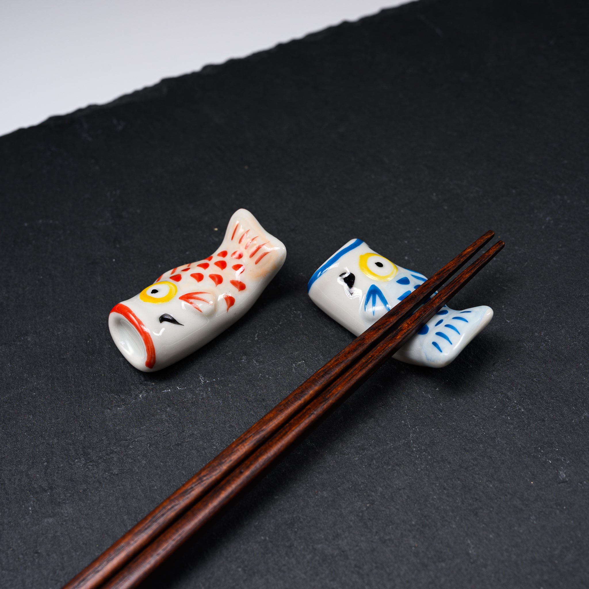 Koinobori Carp Pair Chopstick Rest - Japanese Traditional Fish Chopstick Holder for Sushi & Asian Dining - Perfect for Home, Restaurants, and Gift Giving