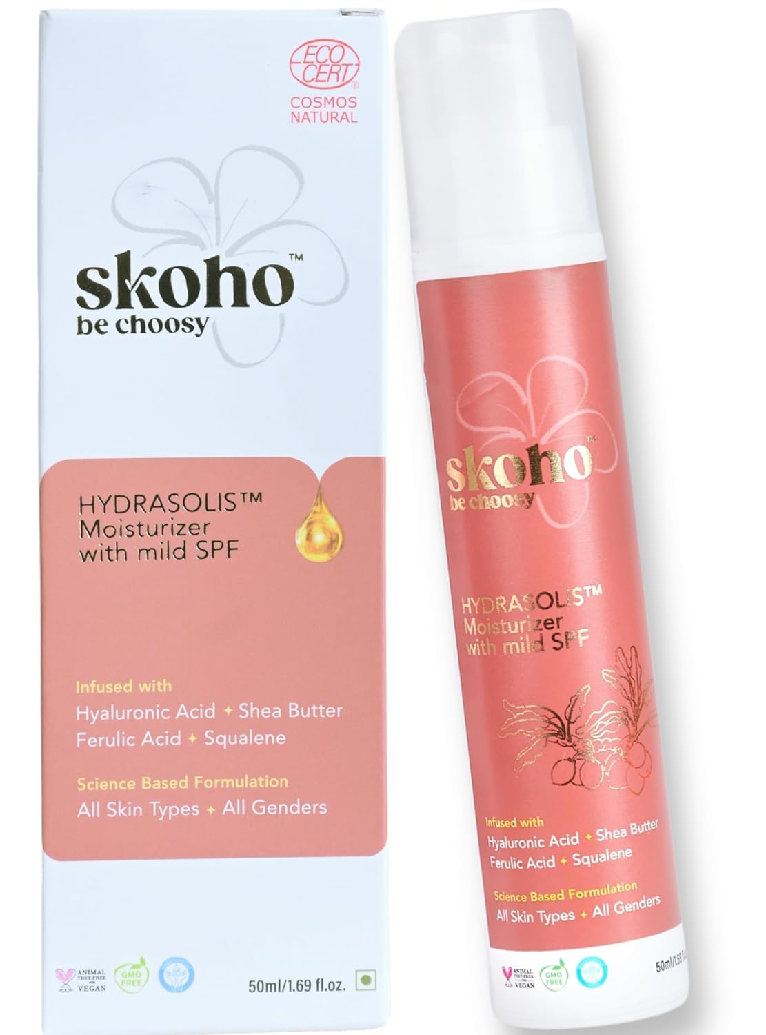 Hyaluronic Acid Face Moisturizer for Oily & Normal Skin - Deep Hydration & Skin Barrier Repair - COSMOS Certified Natural Moisturizer with SPF 50ml - For Men & Women - Perfect for Daily Skincare Routine & Sun Protection