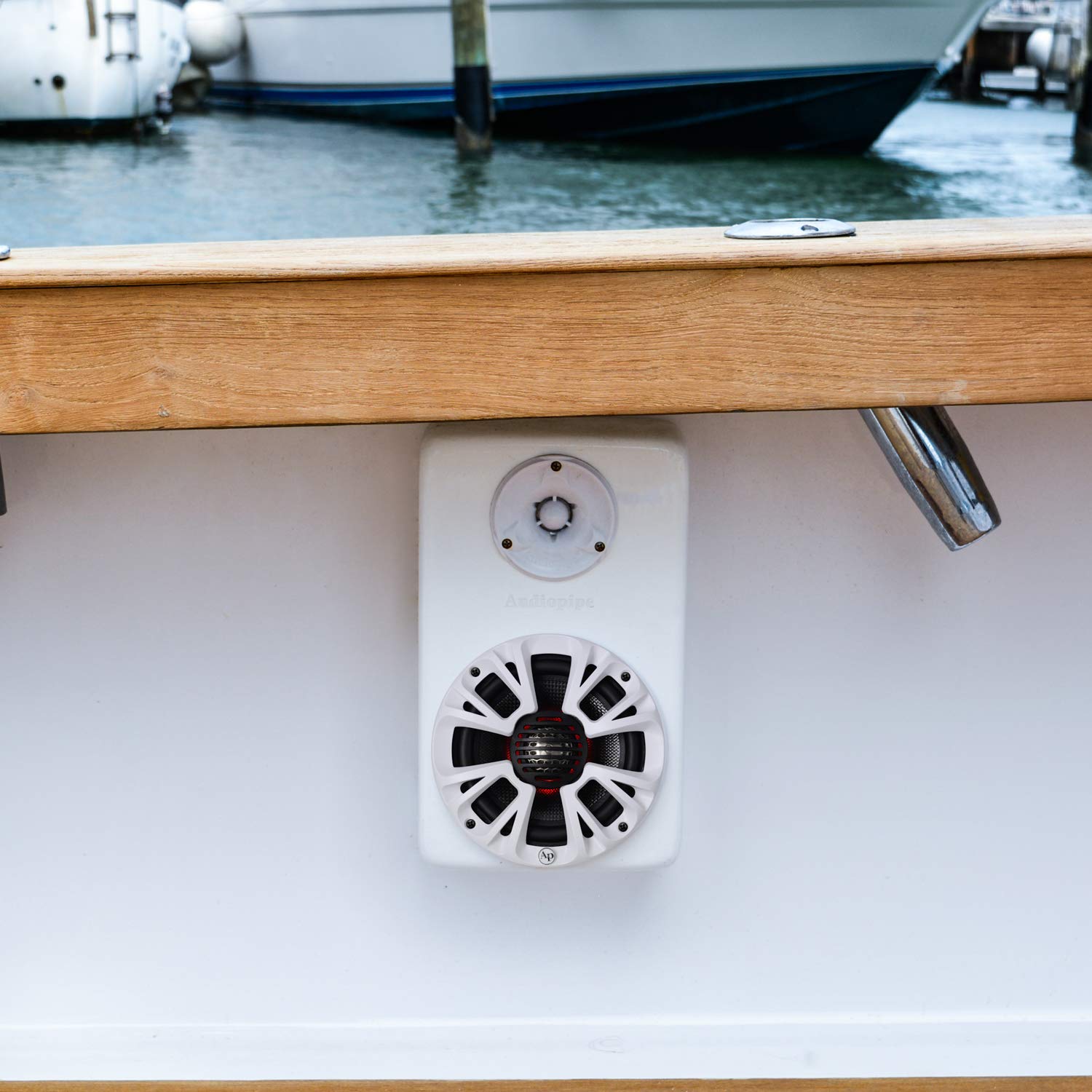 Audiopipe APMP 6.5 Inch Marine Speakers with LED Lights - Waterproof Boat Audio for Pontoon, Yacht & Pool Party
