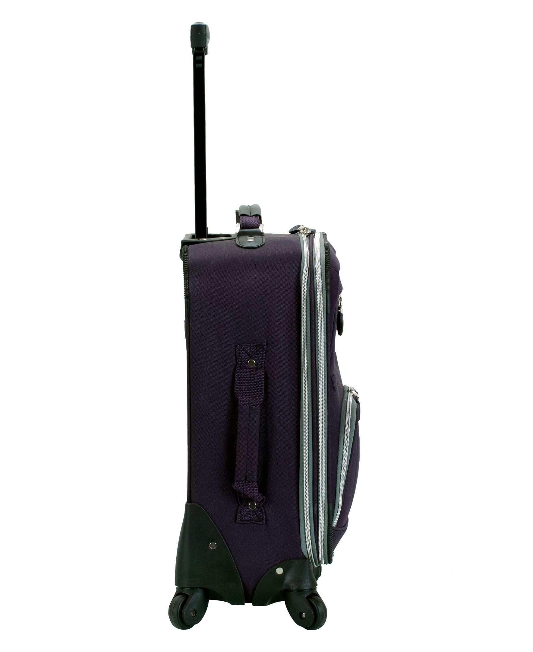 Rockland Pasadena 20-Inch Carry-On Softside Spinner Wheel Luggage - Lightweight Purple Suitcase for Travel, Business Trips & Weekend Getaways