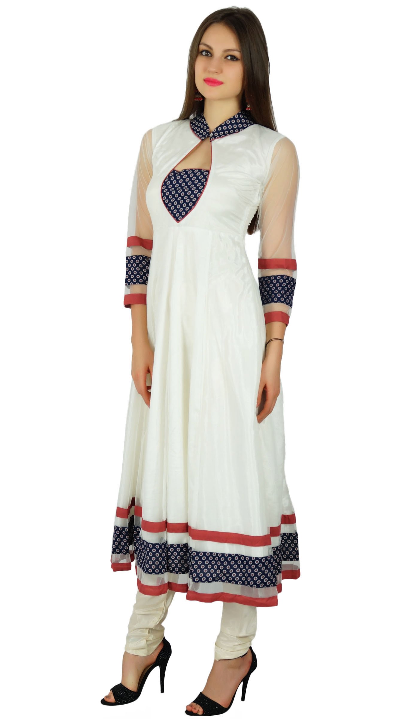 Elegant Bimba Women's Net Anarkali Kurta Kurti Long Maxi Dress for Party, Wedding & Festive Occasions | Indian Ethnic Formal Wear | Perfect for Diwali, Eid & Special Celebrations