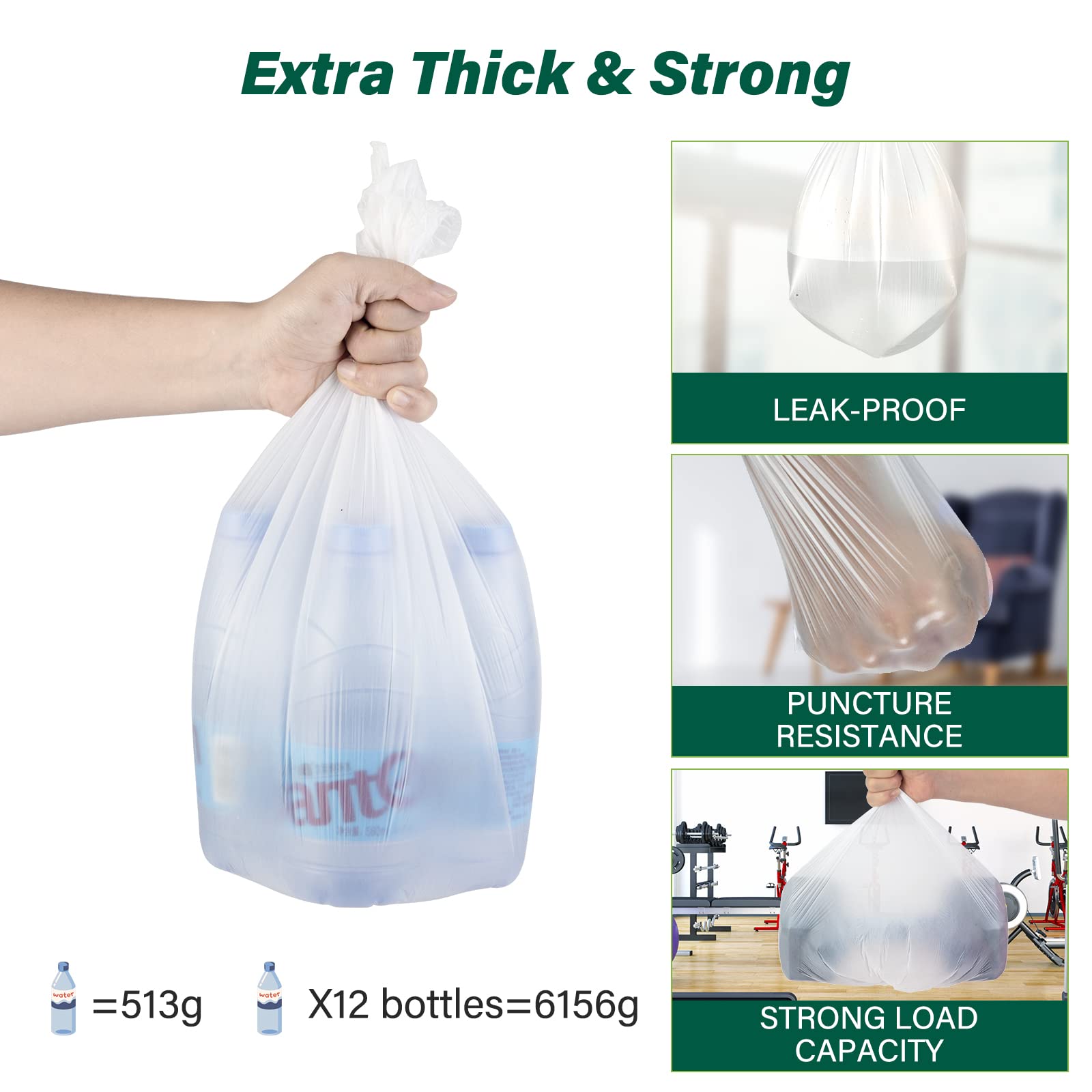 1.2 Gallon Biodegradable Small Trash Bags - 180 Count Unscented Mini Garbage Bags | Waste Basket Liners for Kitchen, Bathroom, Bedroom, Office & Camping | Eco-Friendly Disposal Solution for Home & Travel