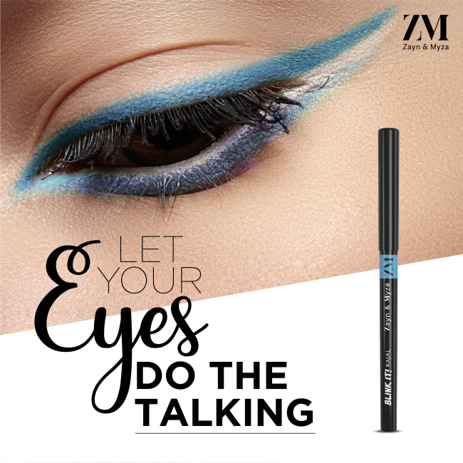 ZM Zayn & Myza Kajal Blink IT Blue Eyeliner - 0.35gm Waterproof Smudge-Proof Kohl for Sensitive Eyes | Perfect for Daytime Wear, Night Out & Special Occasions