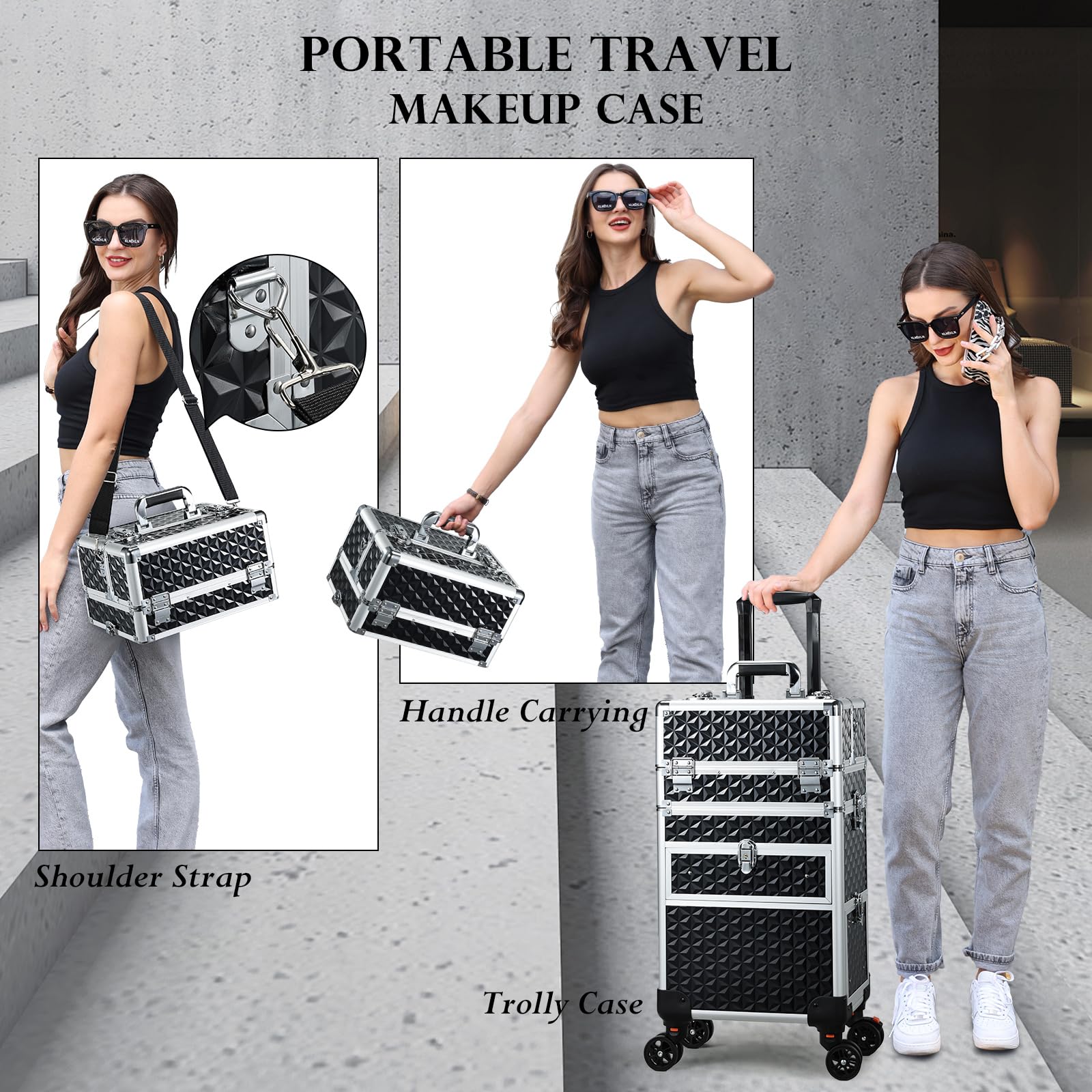 Professional Rolling Makeup Case with Wheels & Lockable Drawers - Large Cosmetic Trolley for Travel & Salon Storage | Perfect for Makeup Artists, Hairstylists & Nail Technicians | Portable Beauty Organizer for Home, Salon & On-the-Go Use