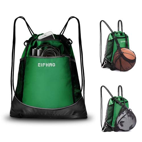 Elfhao Waterproof Drawstring Backpack for Men & Women - Lightweight Sports Gym Sackpack, Durable Tote Bag - Perfect for Gym, Travel, Hiking & Outdoor Activities (Green)