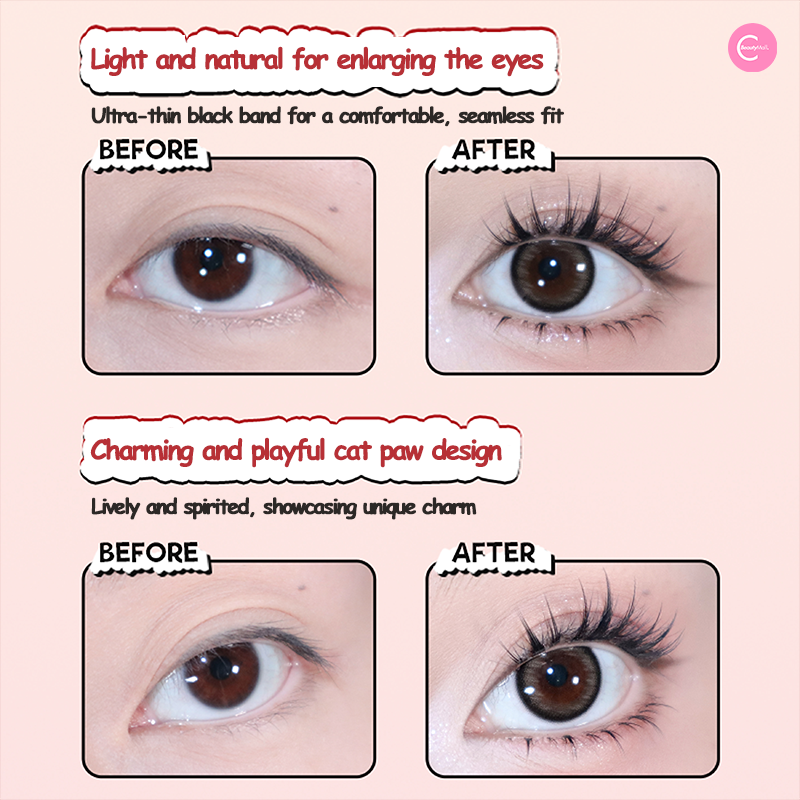 Gaoashes X Freya86 UF23 Midnight Cat Eyelashes - Fluffy Cat Paw False Lashes for Dramatic Eye Makeup | Perfect for Halloween, Cosplay & Night Out