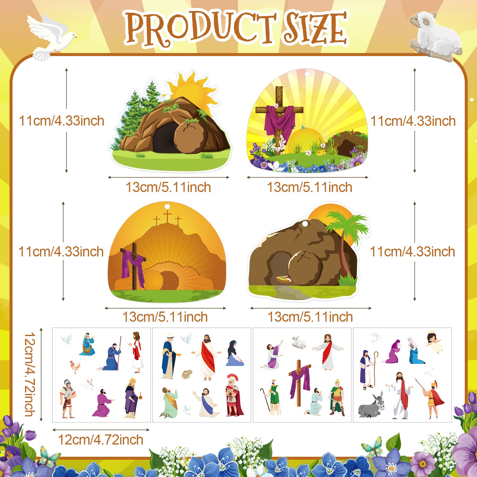 24 Pcs Easter 'He Lives' Resurrection Stickers for Kids - DIY Religious Craft, Bible Activity, Classroom Party Game - Perfect for Easter Celebrations, Sunday School, and Family Bible Study Activities