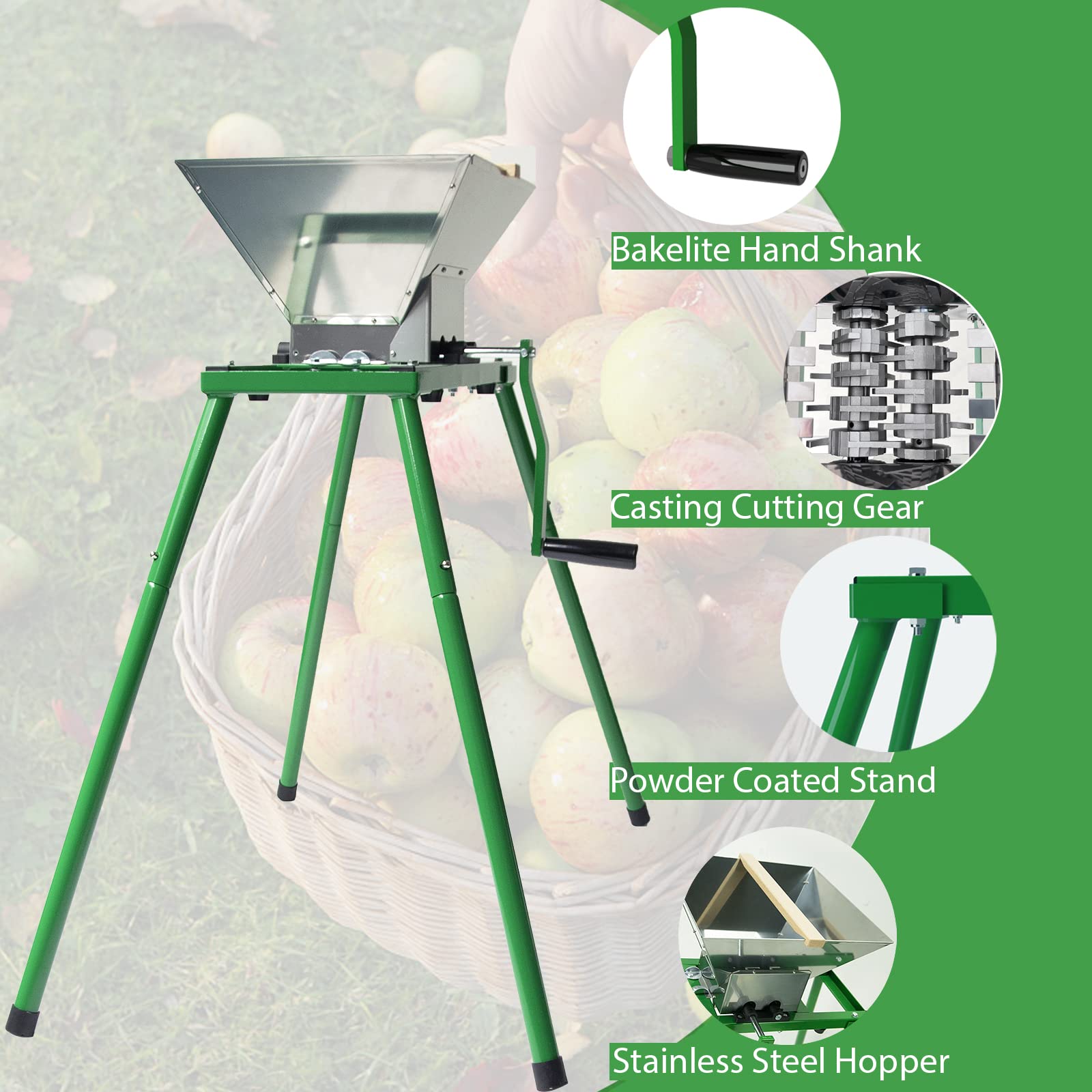 Premium Heavy-Duty Stainless Steel Fruit & Wine Press with Cross-Beam Support - Apple Crusher & Cider Press Kit for Home Brewing, Winemaking & Juice Extraction