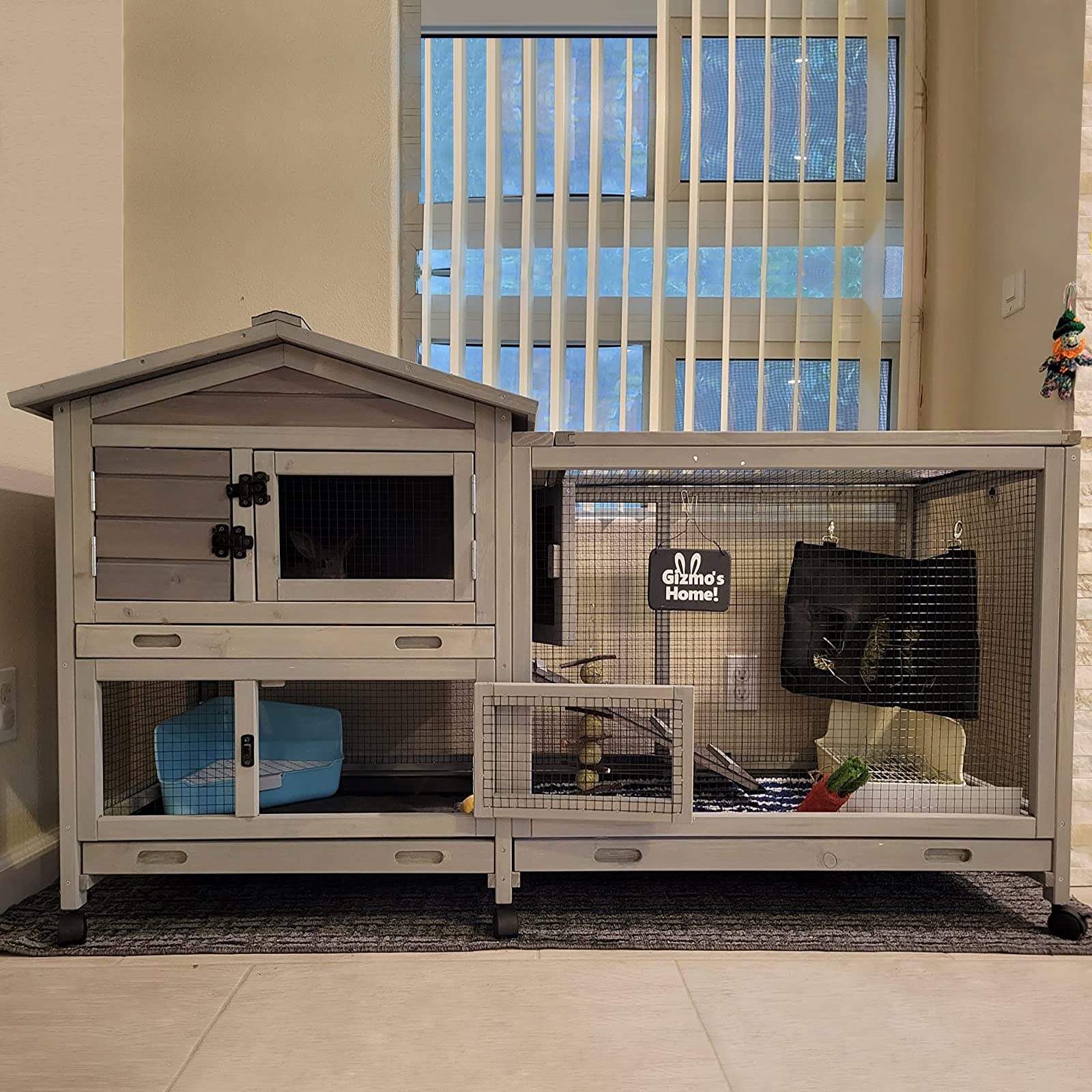 Premium Indoor/Outdoor Rabbit Hutch with Waterproof Roof - 61.2