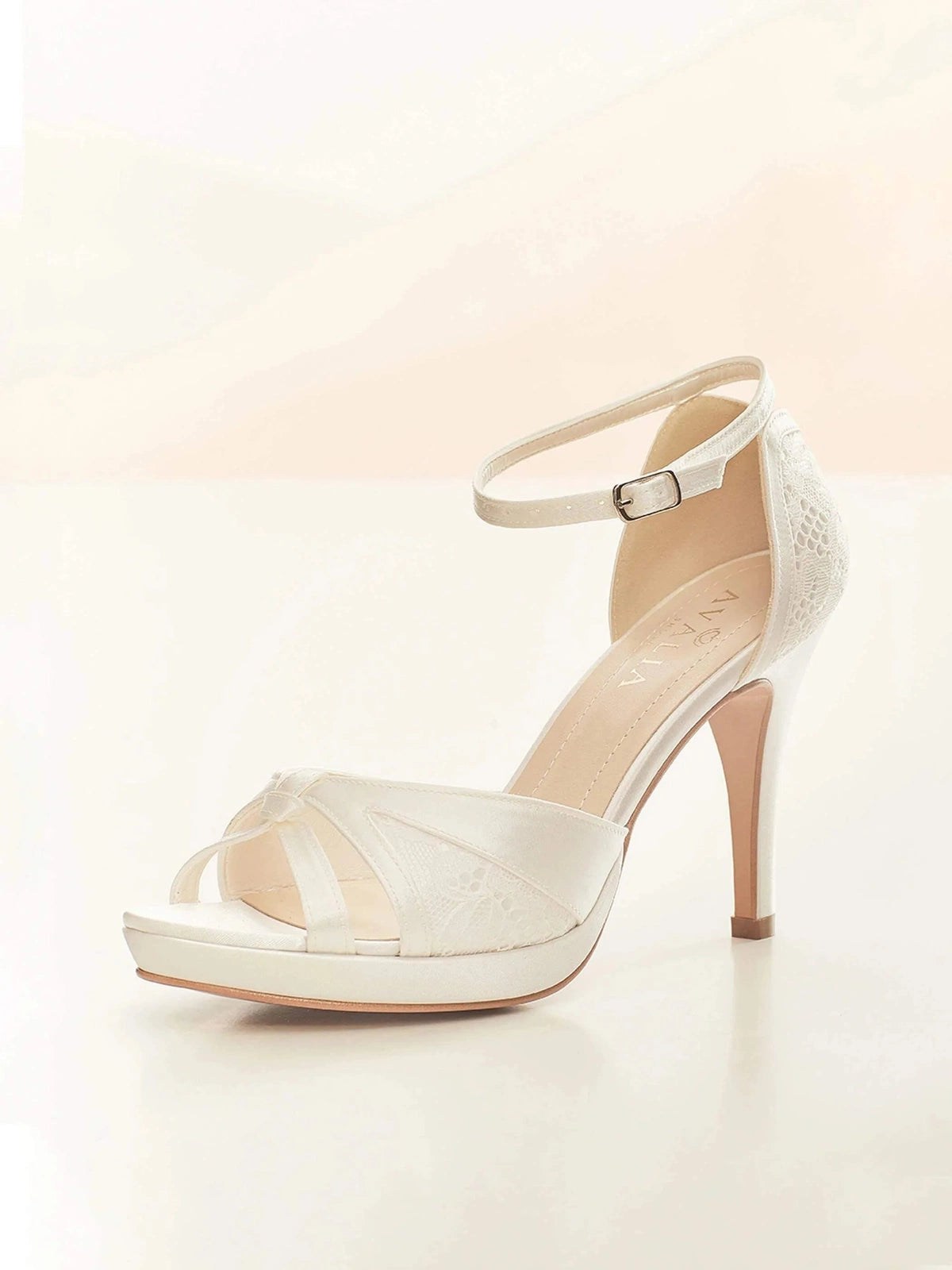 Ivory White Wedding Shoes for Bride - Elegant Satin & Lace Bridal Heels - ALBA Collection | Perfect for Church Ceremony, Reception & Photoshoots