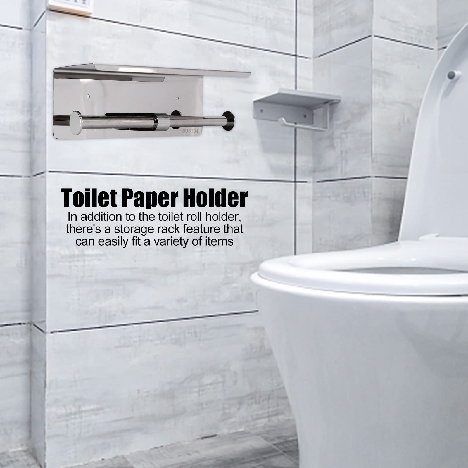 Stainless Steel Wall Mounted Toilet Paper Holder - Dual End Bathroom & Kitchen Tissue Roll Dispenser for Home, RV, Office Use