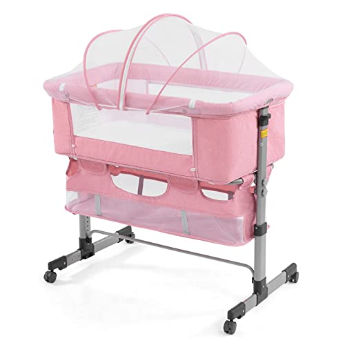 Pink-bedside Crib