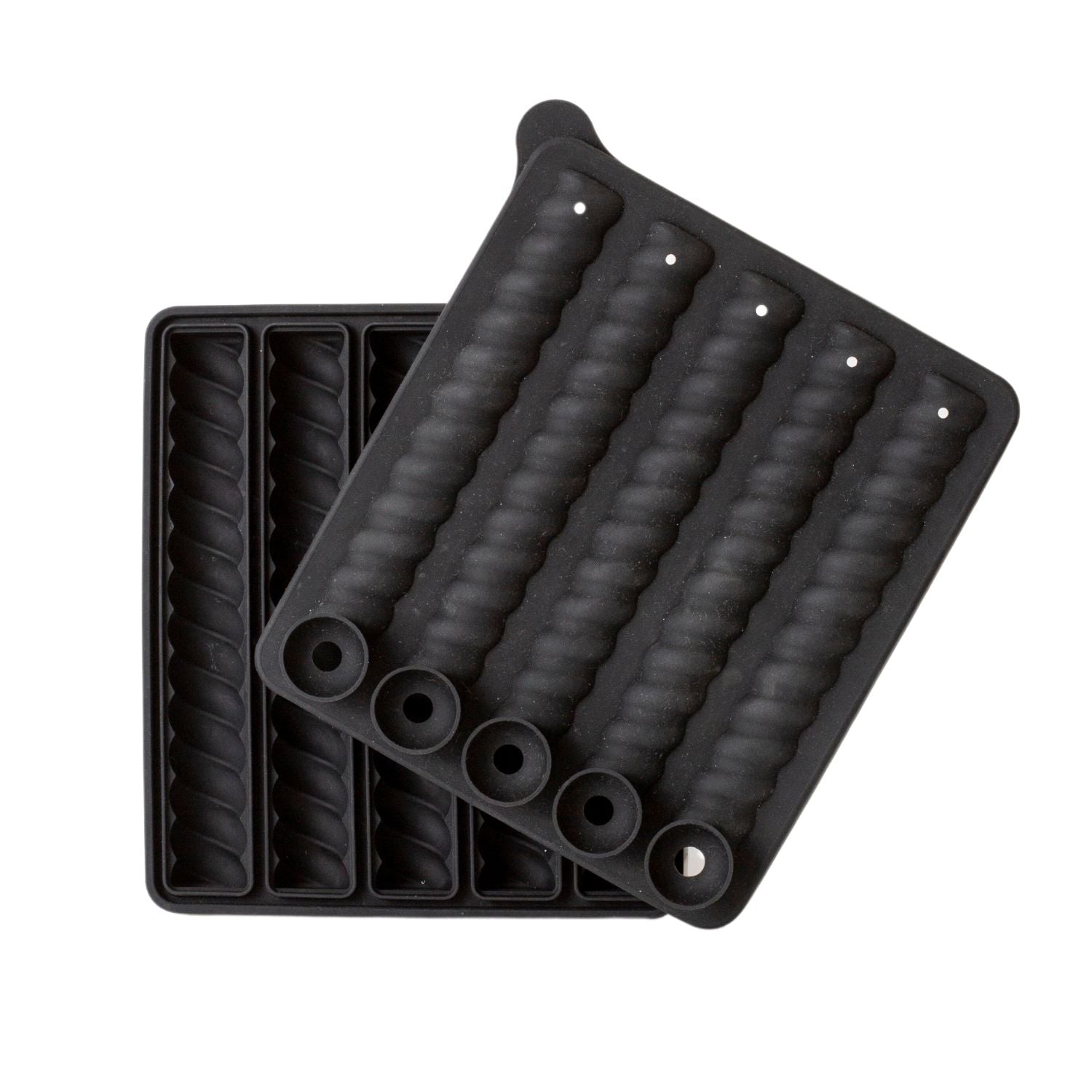 DESIGNSTUFF Spiral Twist Ice Cube Tray - Premium Silicone Ice Mold for Cocktails, Whiskey & Drinks - Fun Unique Ice Cubes for Parties, Home Bar & Entertaining (Black)