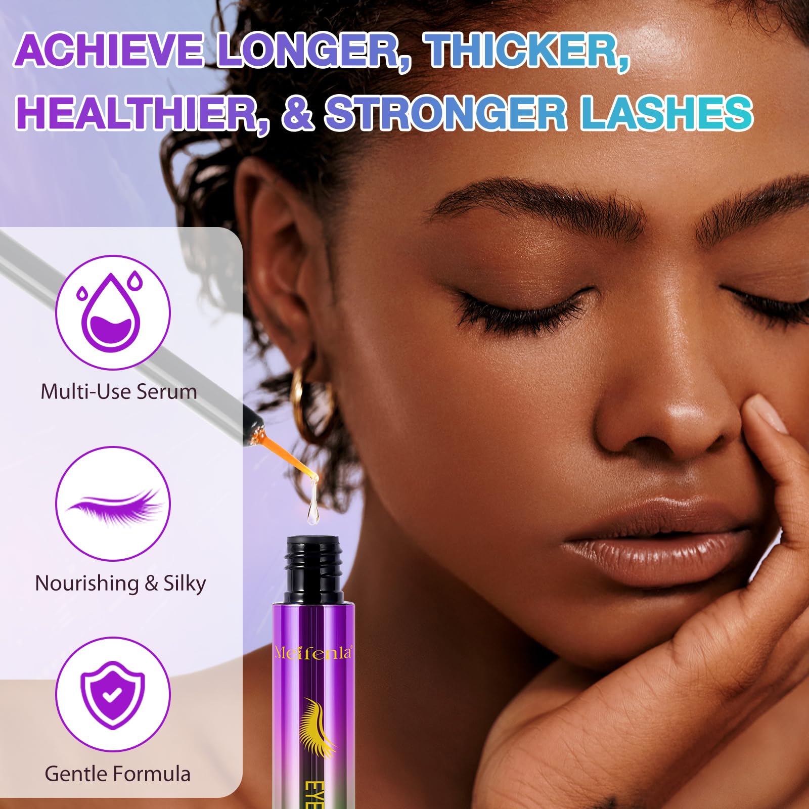 Best Eyelash Growth Serum for Longer, Thicker & Fuller Lashes - Natural Lash Enhancer for Sensitive Eyes - Non-Irritating Formula for Daily Use at Home or Salon