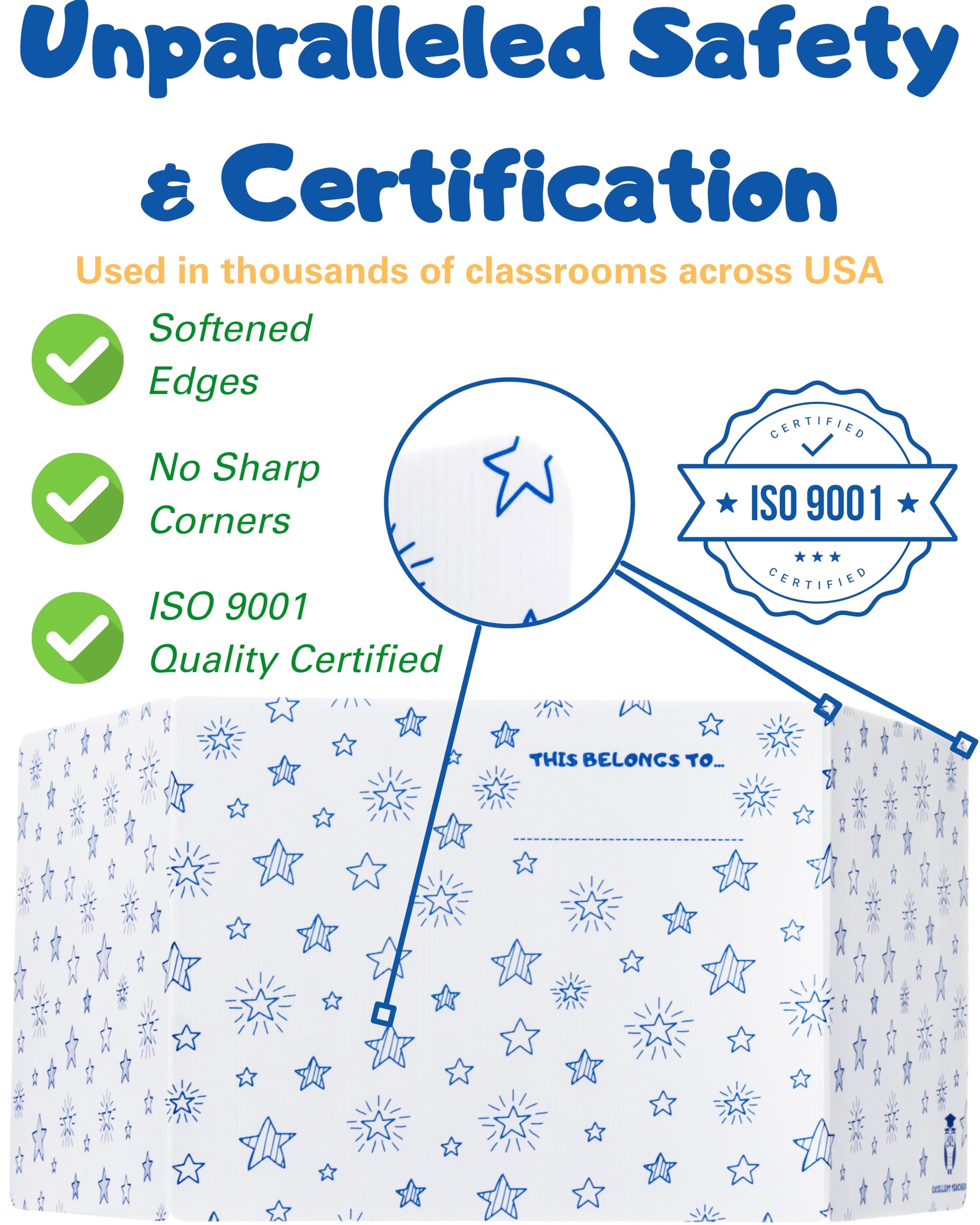 Durable Plastic Privacy Folders for Students - Erasable Desk Dividers for Classroom & Testing