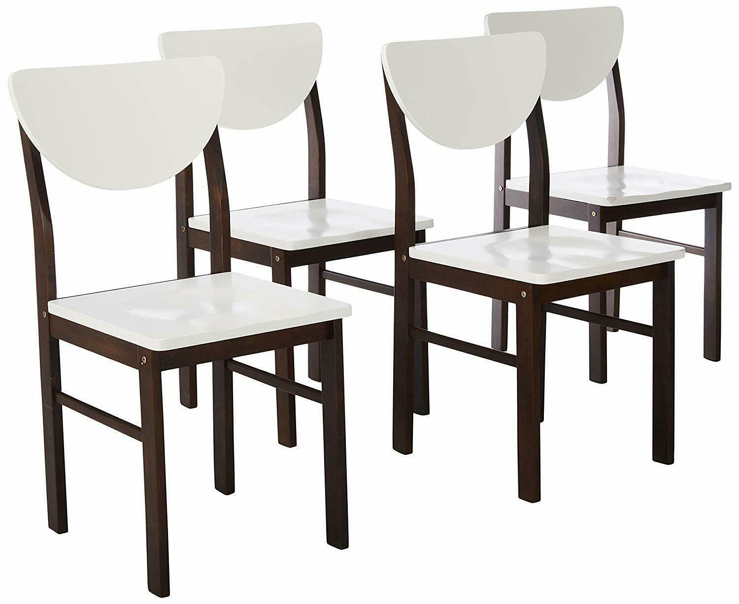 4 Pack Walnut/Vanilla White Finish Wooden Dining Chairs - Solid Wood Side Chairs for Kitchen, Dining Room & Breakfast Nook | Comfortable & Stylish Seating for Family Meals, Dinner Parties & Home Decor